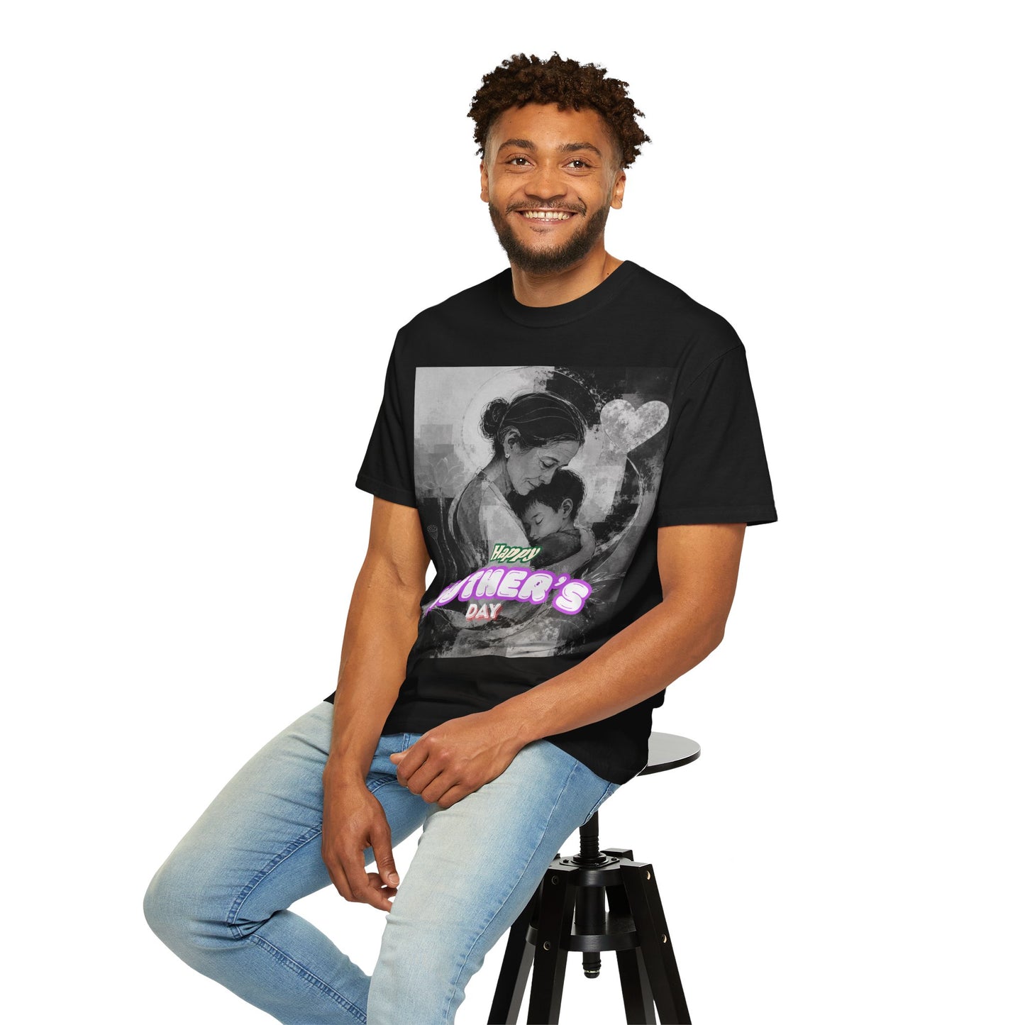 Mother's Day T-Shirt - Vintage Mother & Baby Portrait with "Happy Mother's Day"