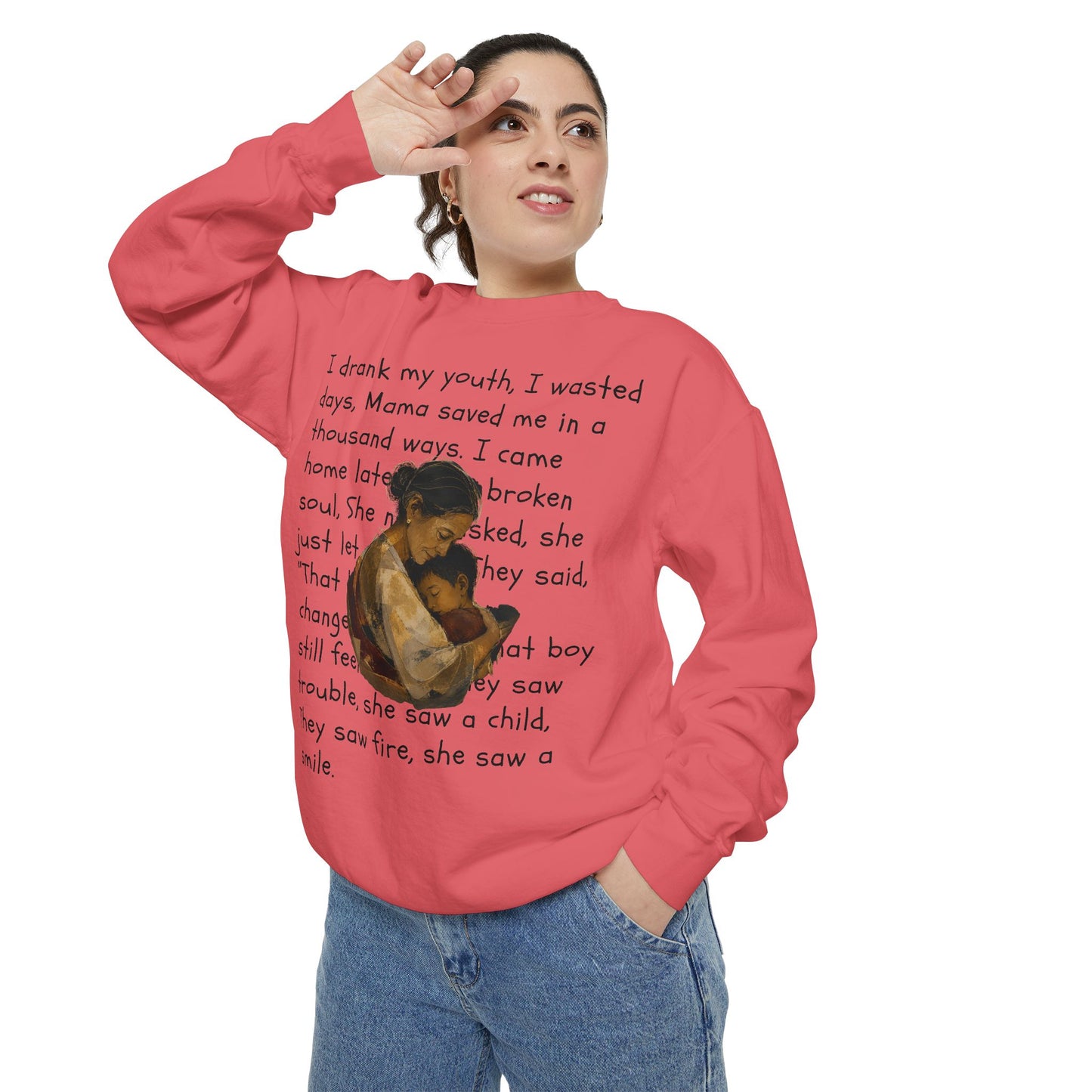 Sweatshirt — Mama Saved Me Graphic Sweatshirt with Mother & Child Lyrics