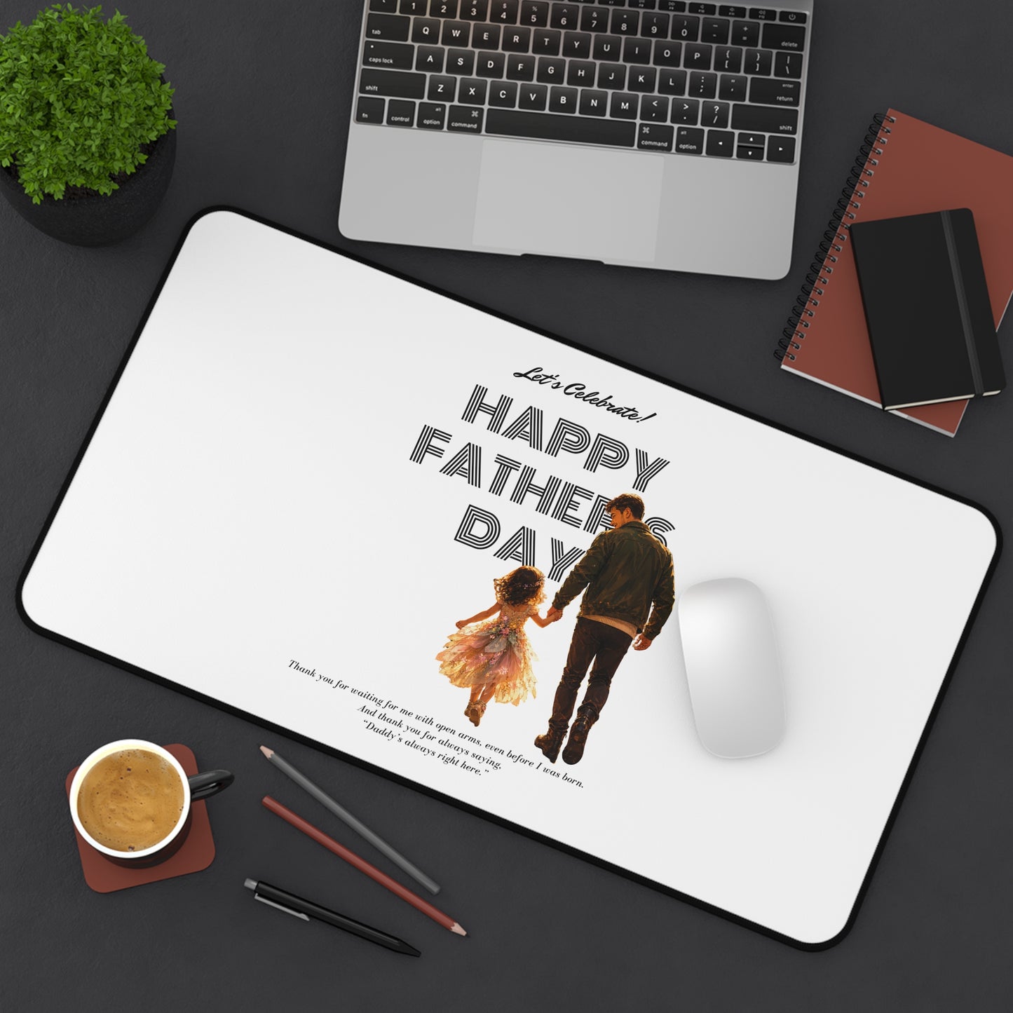 Father’s Day Desk Mat — "Happy Father’s Day" Desk Pad with Father & Daughter Design