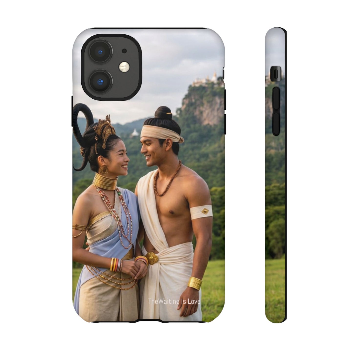 Phone Case — Romantic Couple Photo Print, Tropical Temple Landscape Protective Cover