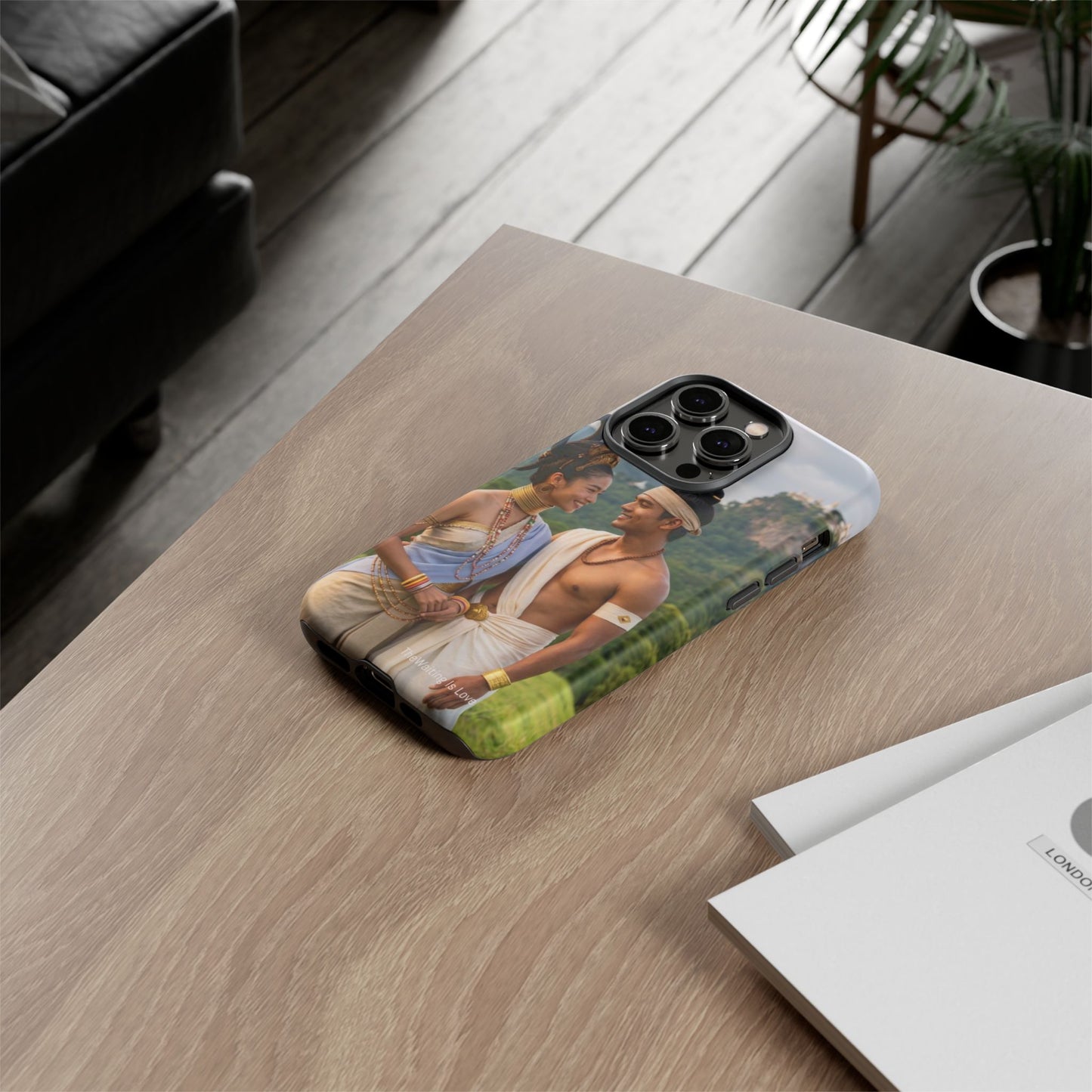 Phone Case — Romantic Couple Photo Print, Tropical Temple Landscape Protective Cover
