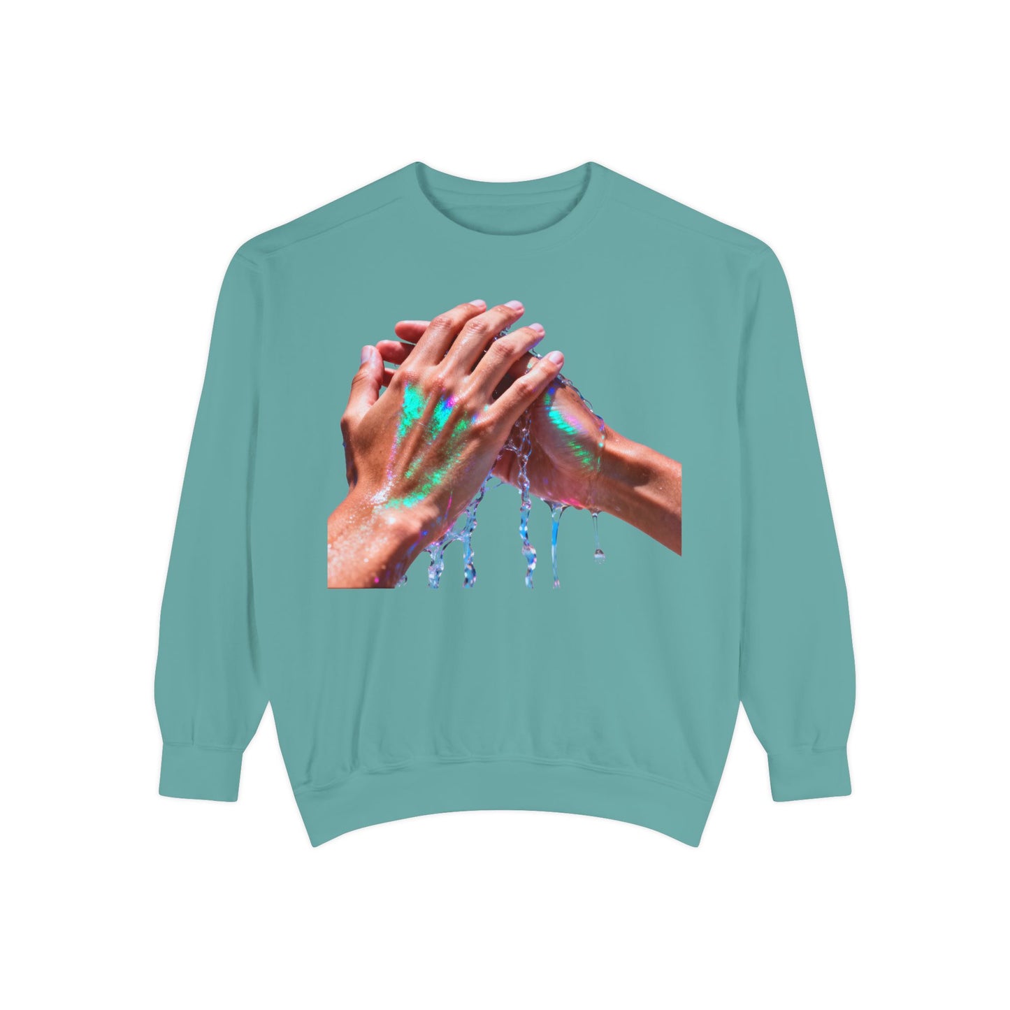 Hands Washing Art Sweatshirt — Colorful Dripping Paint Graphic Crewneck