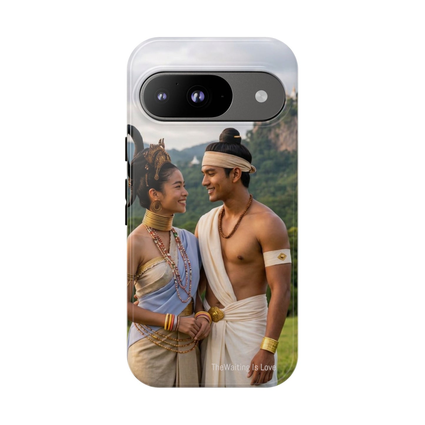Phone Case — Romantic Couple Photo Print, Tropical Temple Landscape Protective Cover
