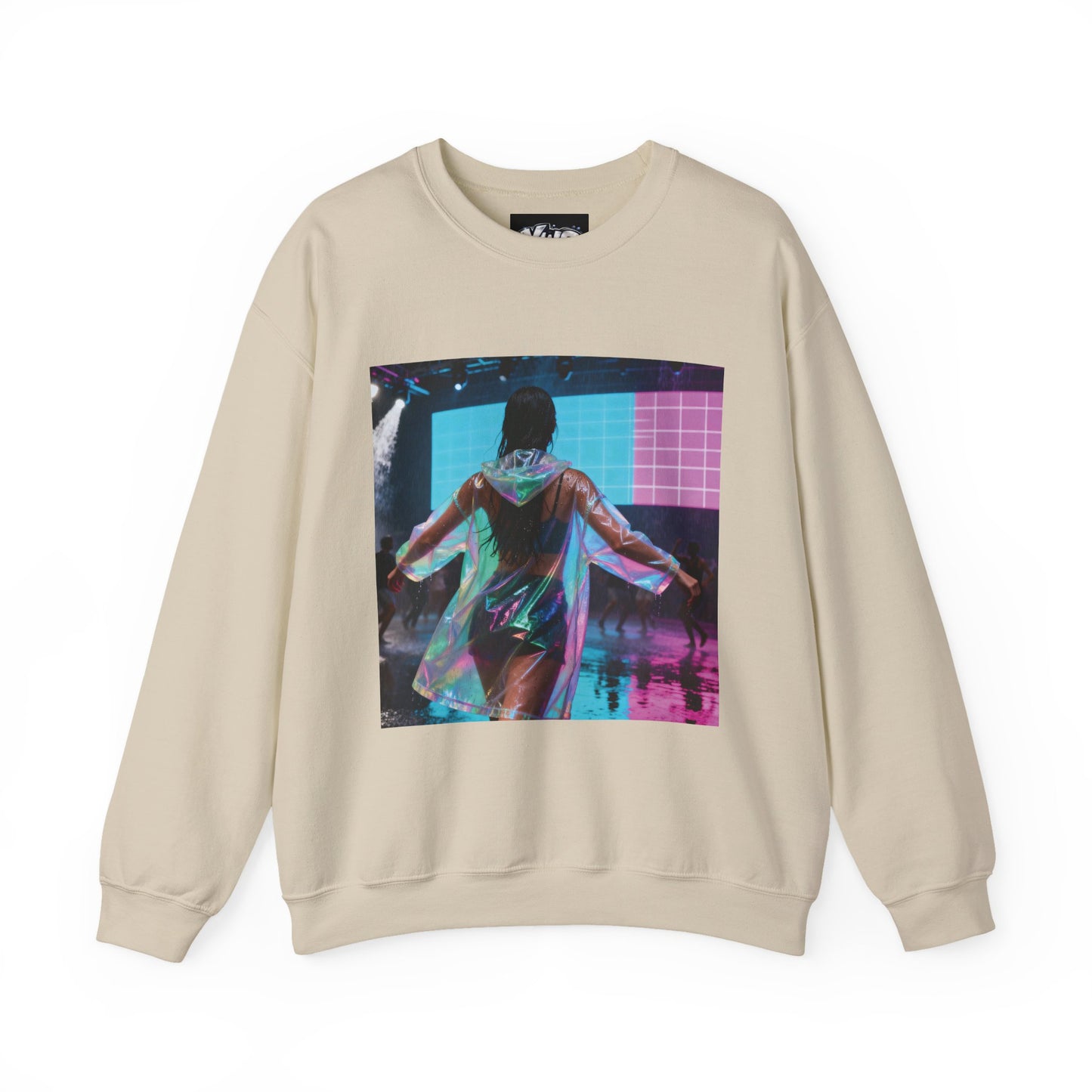 Retro Neon Concert Sweatshirt — Glitchy Music Festival Crewneck