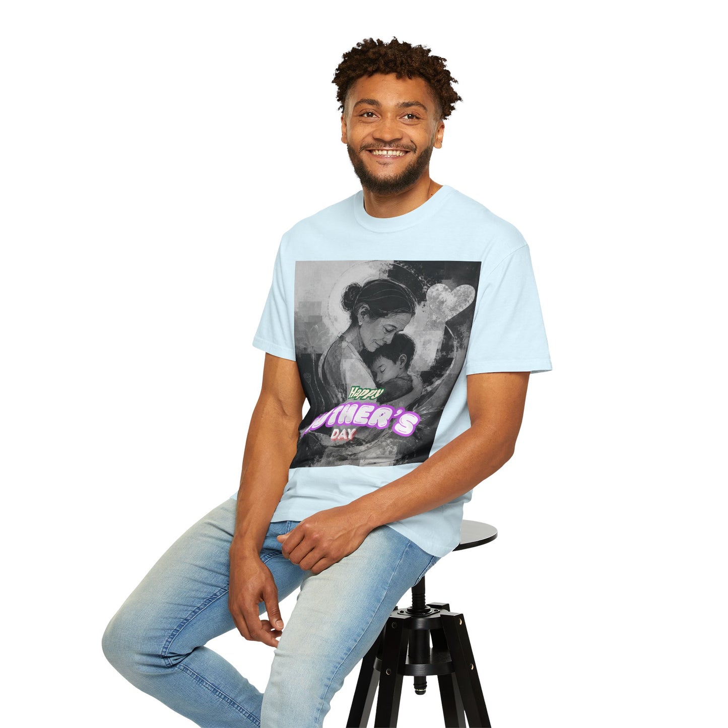 Mother's Day T-Shirt - Vintage Mother & Baby Portrait with "Happy Mother's Day"