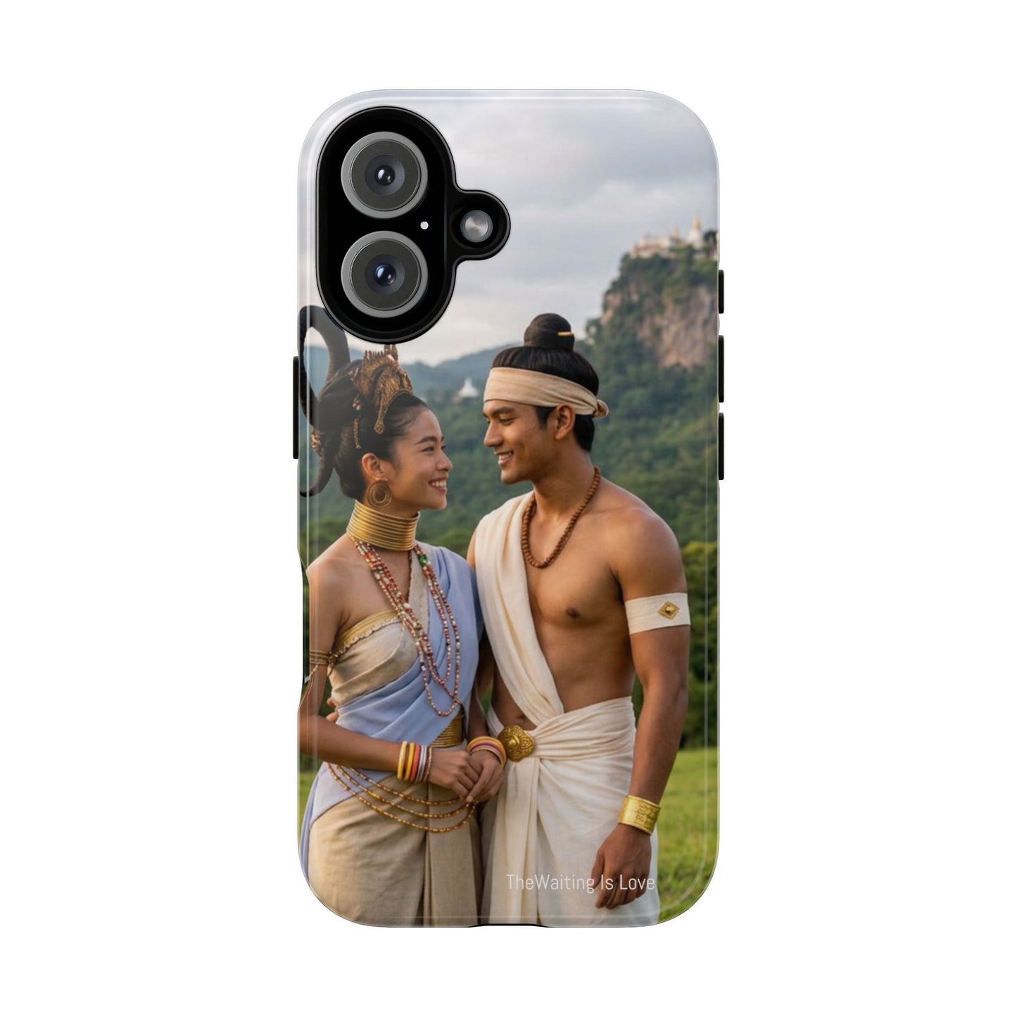 Phone Case — Romantic Couple Photo Print, Tropical Temple Landscape Protective Cover