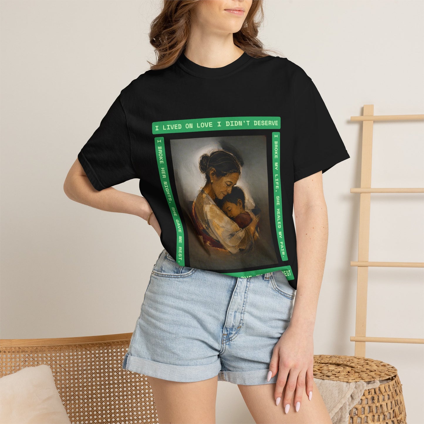 T-Shirt — 'I Lived on Love I Didn’t Deserve' Mother & Child Art Tee