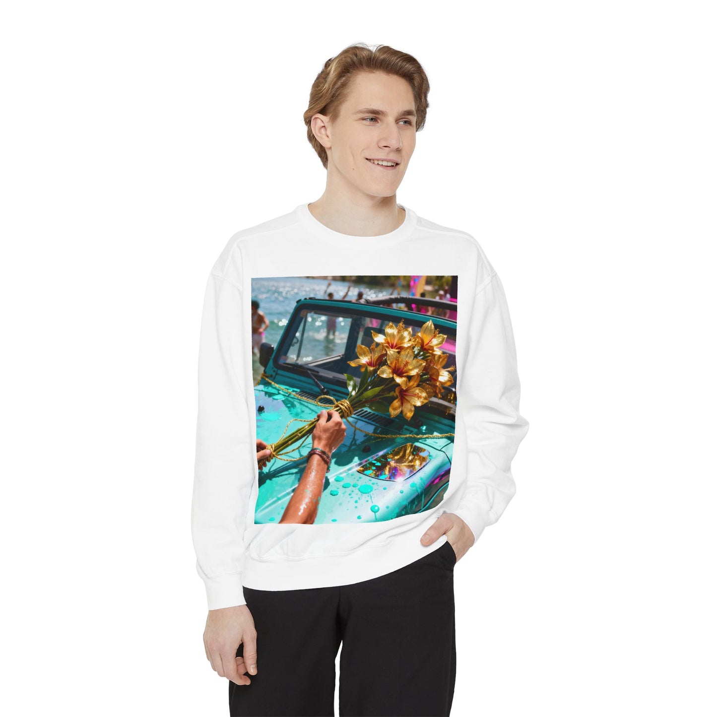 Sweatshirt — Tropical Parade Car Floral Photo Print
