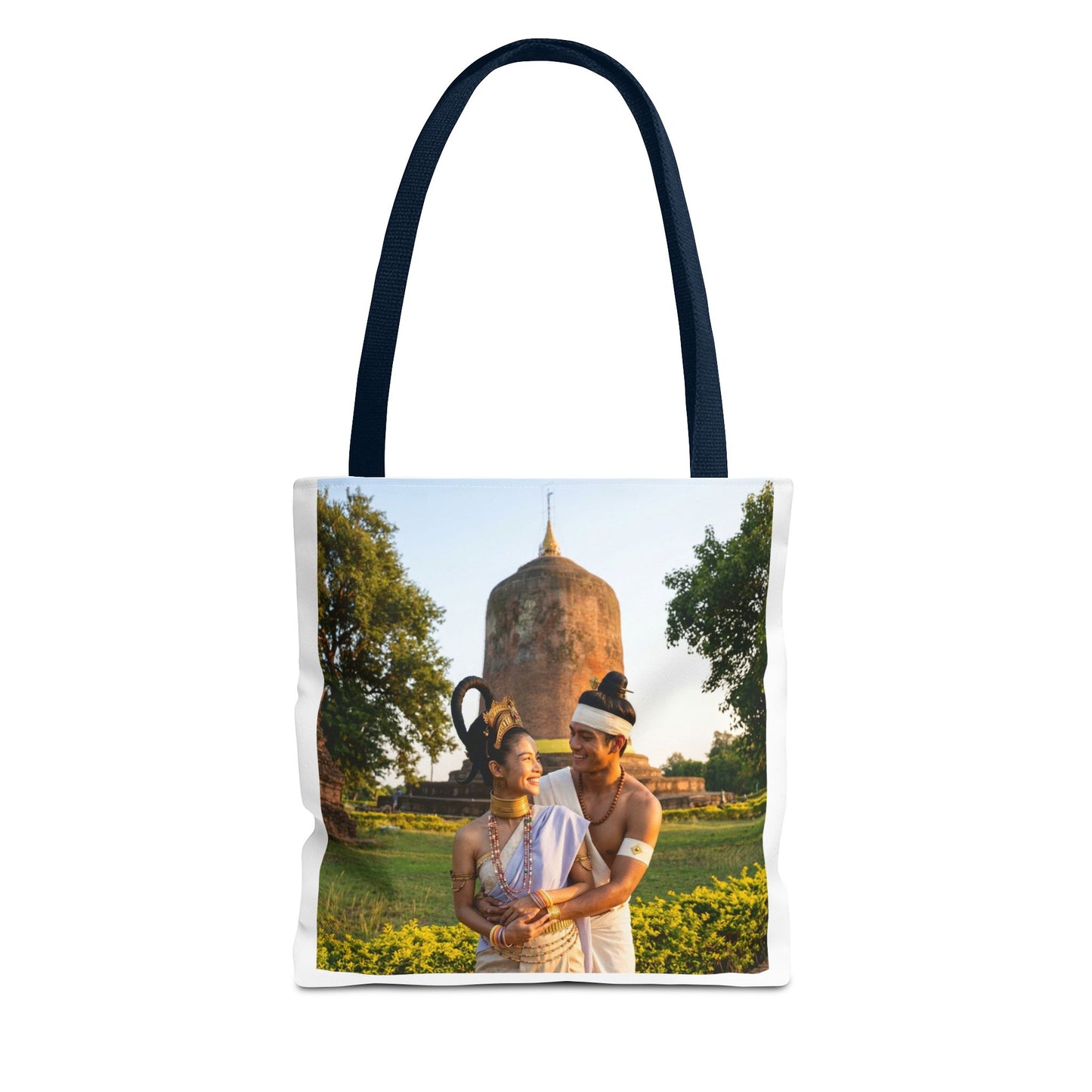 Scenic Couple Illustration Tote Bag — Romantic Travel Landscape AOP
