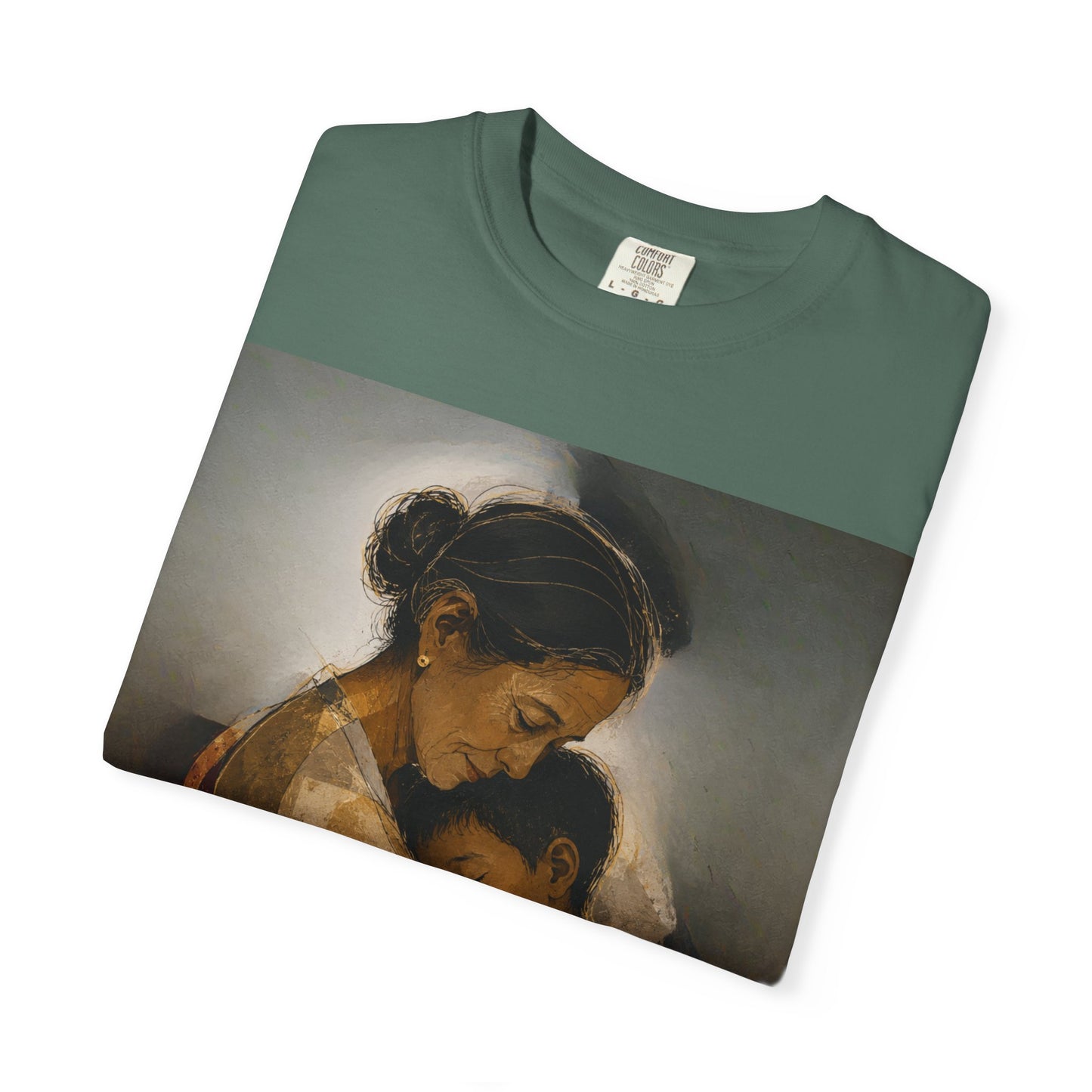 T-Shirt — Mother and Child Embrace Graphic Tee with Inspirational Quote