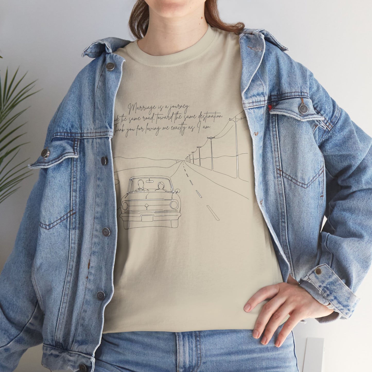 Vintage Road Sketch Tee — Minimal Car Illustration with Handwritten Quote