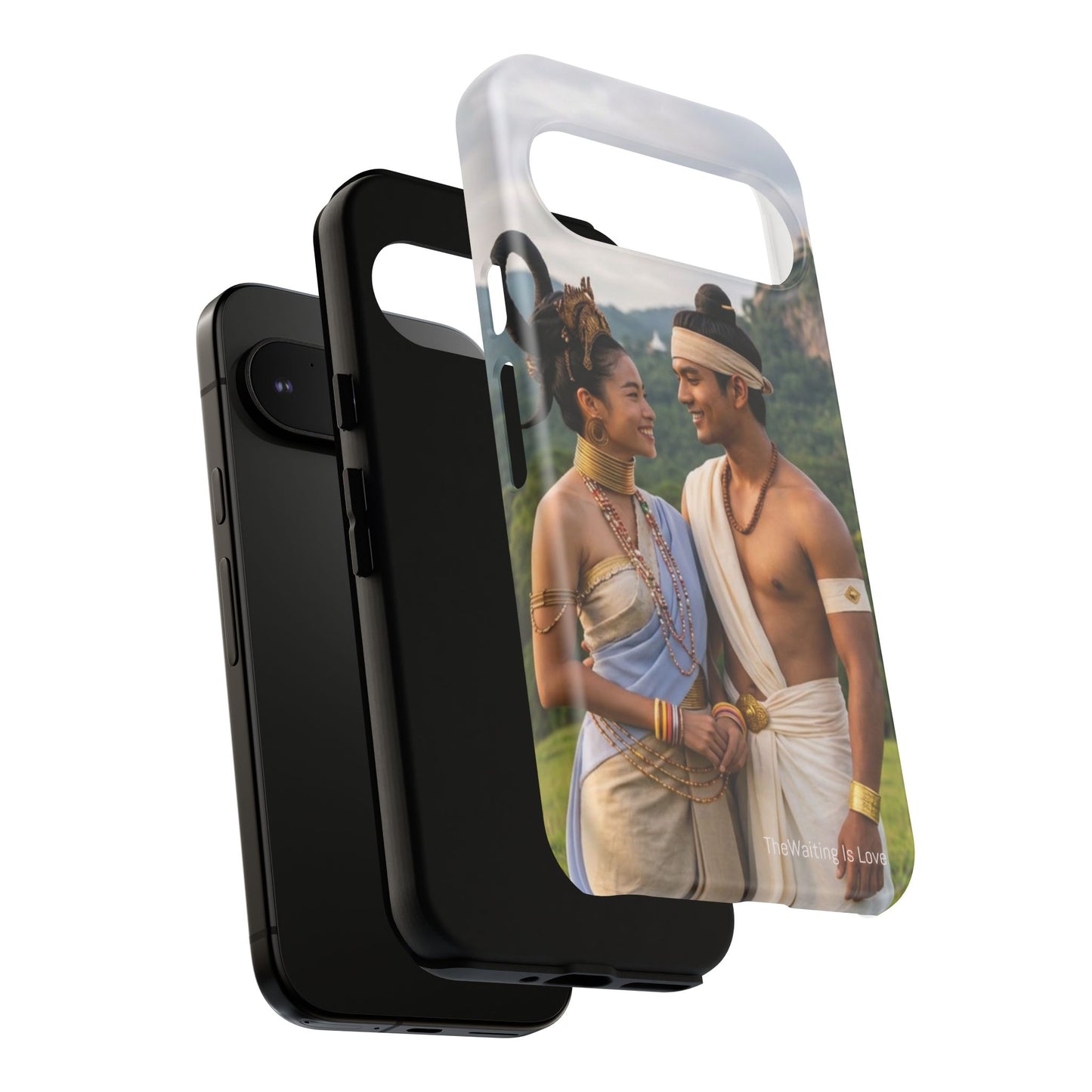 Phone Case — Romantic Couple Photo Print, Tropical Temple Landscape Protective Cover