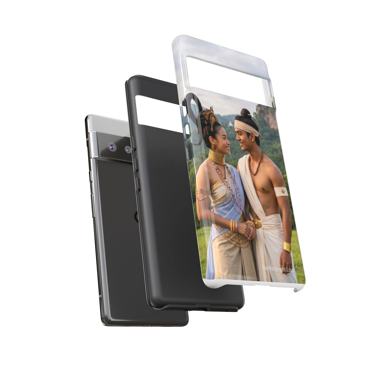 Phone Case — Romantic Couple Photo Print, Tropical Temple Landscape Protective Cover