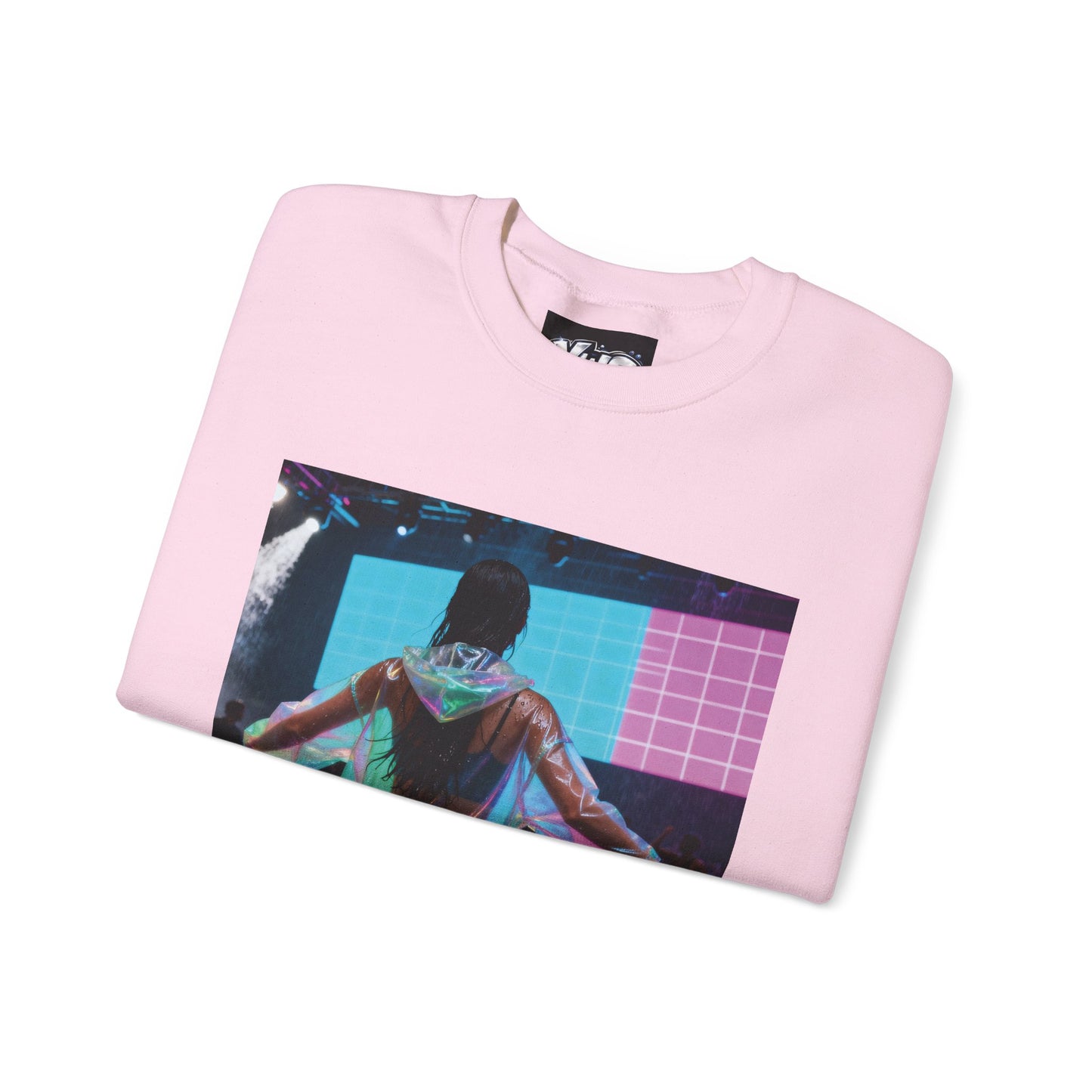 Retro Neon Concert Sweatshirt — Glitchy Music Festival Crewneck