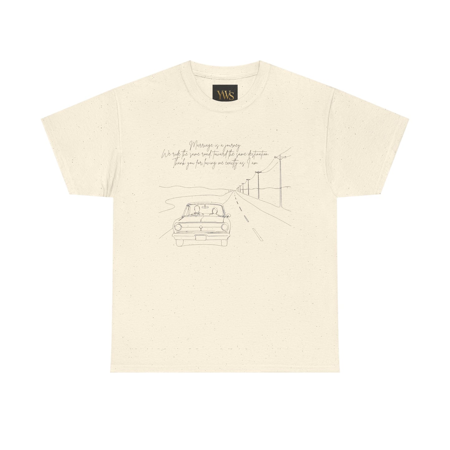 Vintage Road Sketch Tee — Minimal Car Illustration with Handwritten Quote