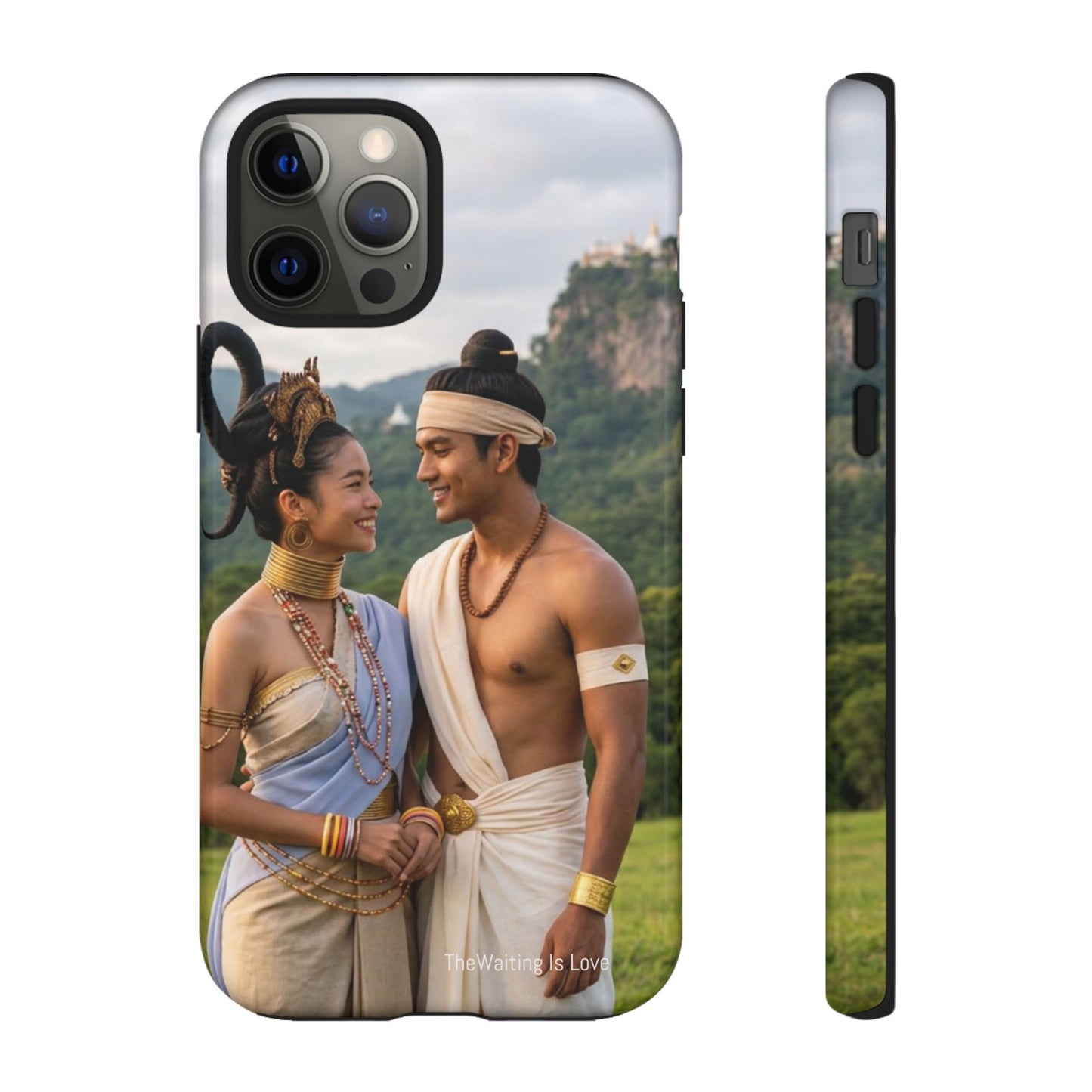 Phone Case — Romantic Couple Photo Print, Tropical Temple Landscape Protective Cover
