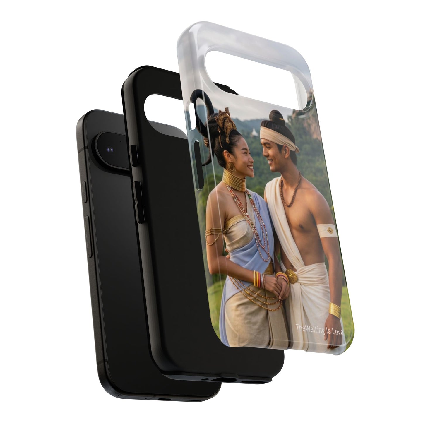 Phone Case — Romantic Couple Photo Print, Tropical Temple Landscape Protective Cover