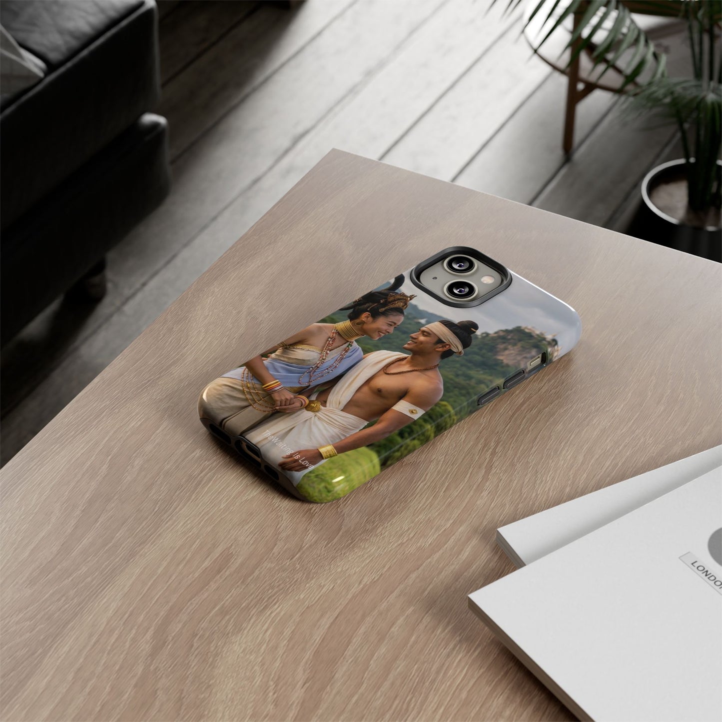 Phone Case — Romantic Couple Photo Print, Tropical Temple Landscape Protective Cover