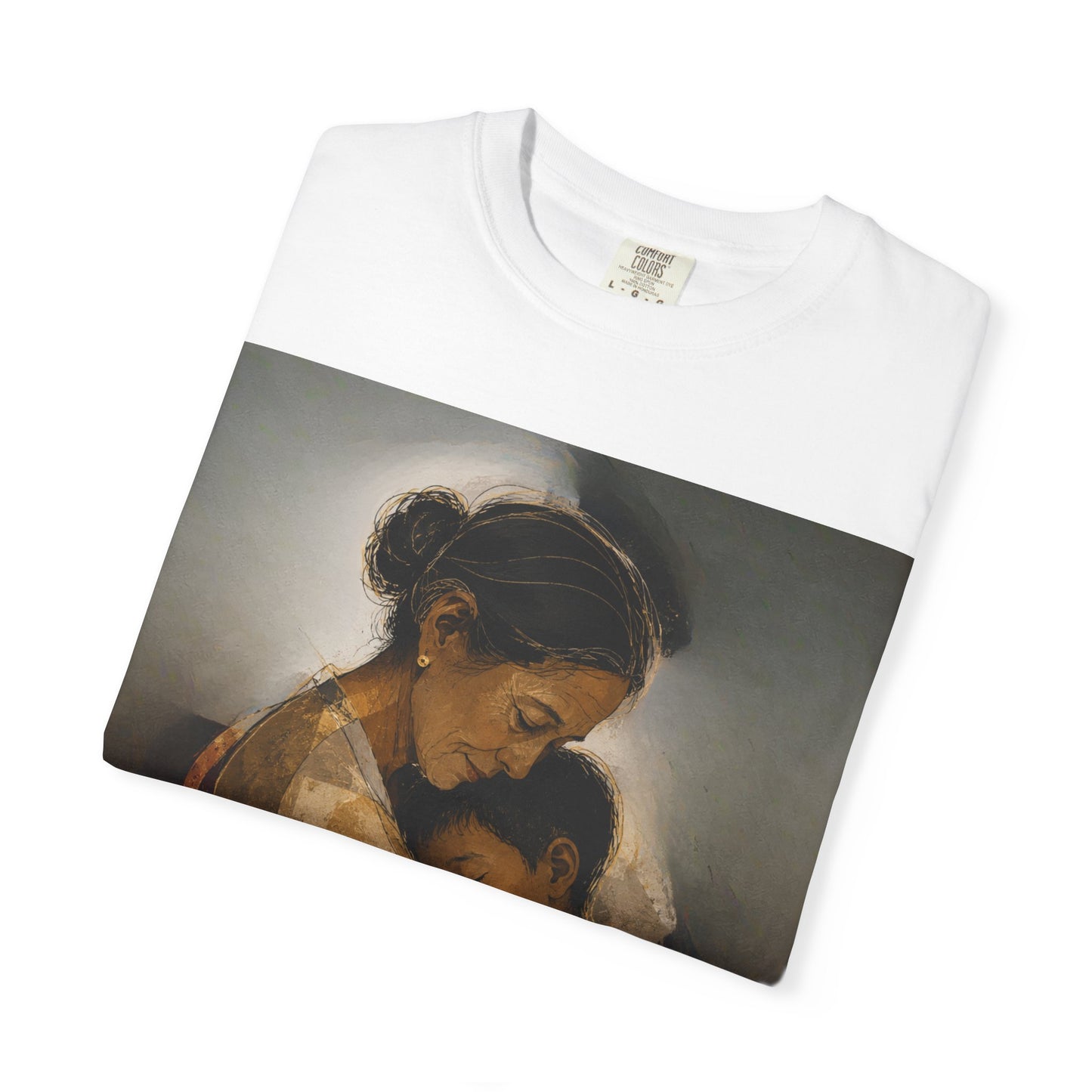 T-Shirt — Mother and Child Embrace Graphic Tee with Inspirational Quote