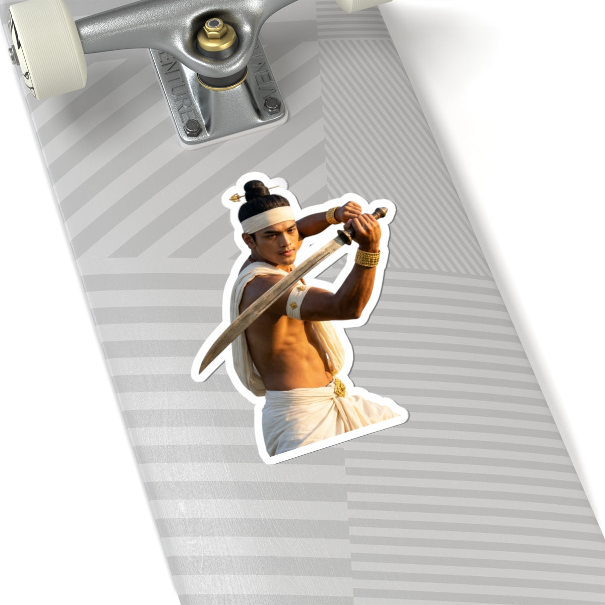 Warrior Prince Sword Sticker — Mythic Asian Fighter Kiss-Cut Decal