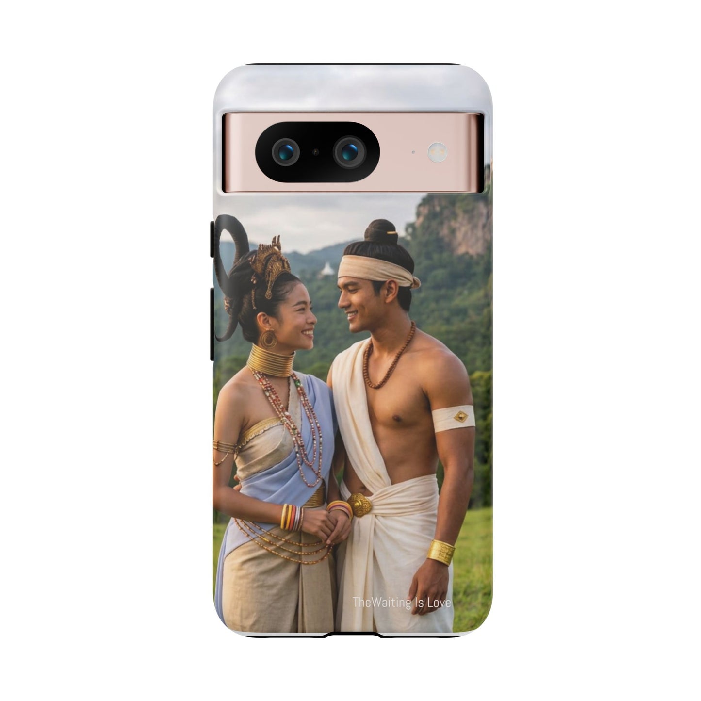 Phone Case — Romantic Couple Photo Print, Tropical Temple Landscape Protective Cover