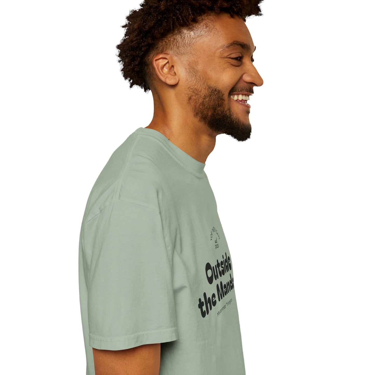 Outside the Mandate T-shirt | Minimal Text Graphic, Small Center Chest Print