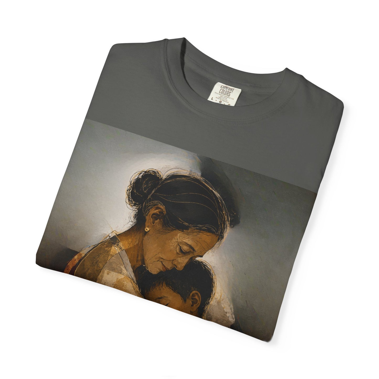 T-Shirt — Mother and Child Embrace Graphic Tee with Inspirational Quote