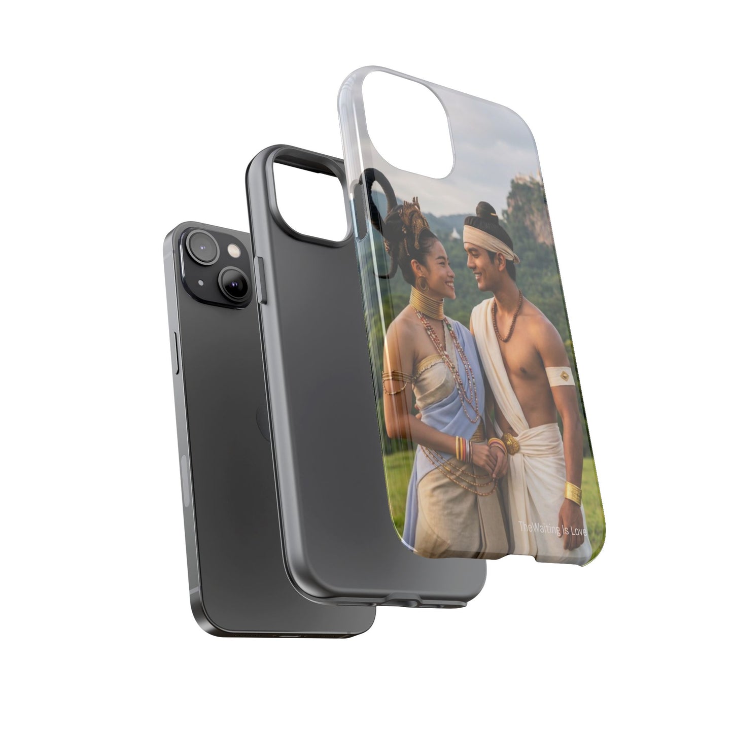 Phone Case — Romantic Couple Photo Print, Tropical Temple Landscape Protective Cover