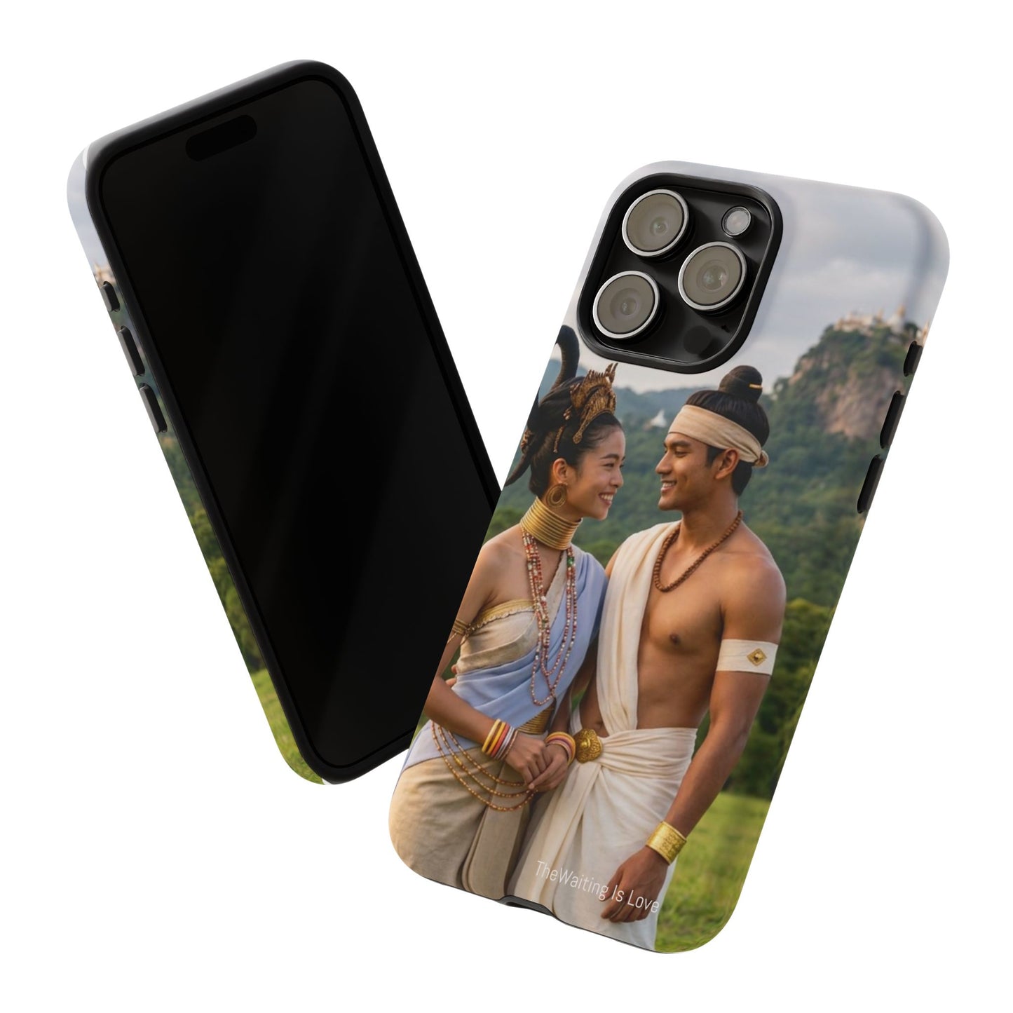 Phone Case — Romantic Couple Photo Print, Tropical Temple Landscape Protective Cover