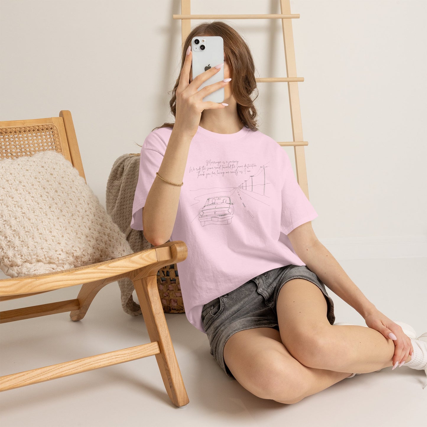 Vintage Road Sketch Tee — Minimal Car Illustration with Handwritten Quote