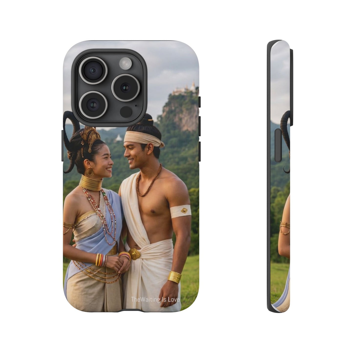Phone Case — Romantic Couple Photo Print, Tropical Temple Landscape Protective Cover