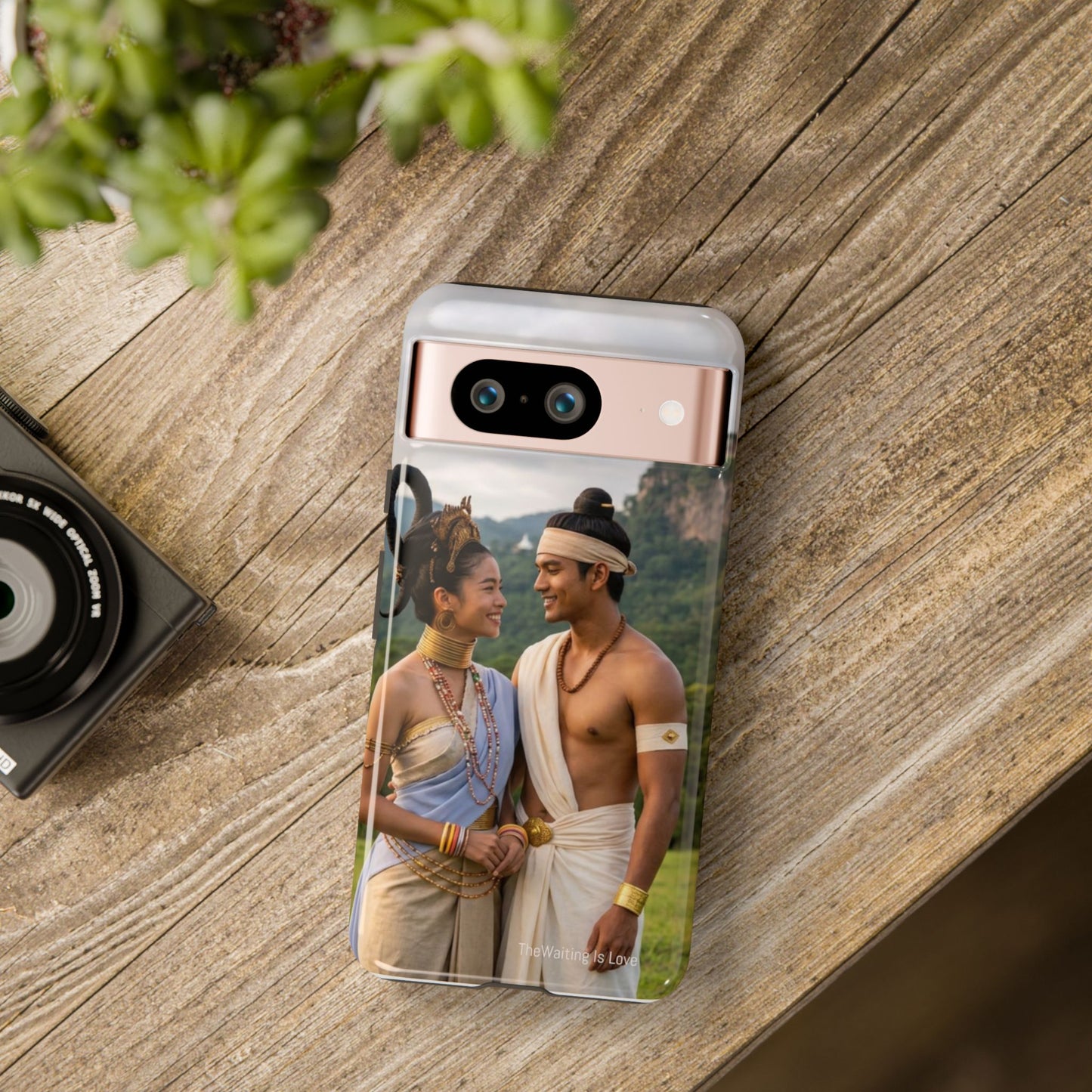 Phone Case — Romantic Couple Photo Print, Tropical Temple Landscape Protective Cover