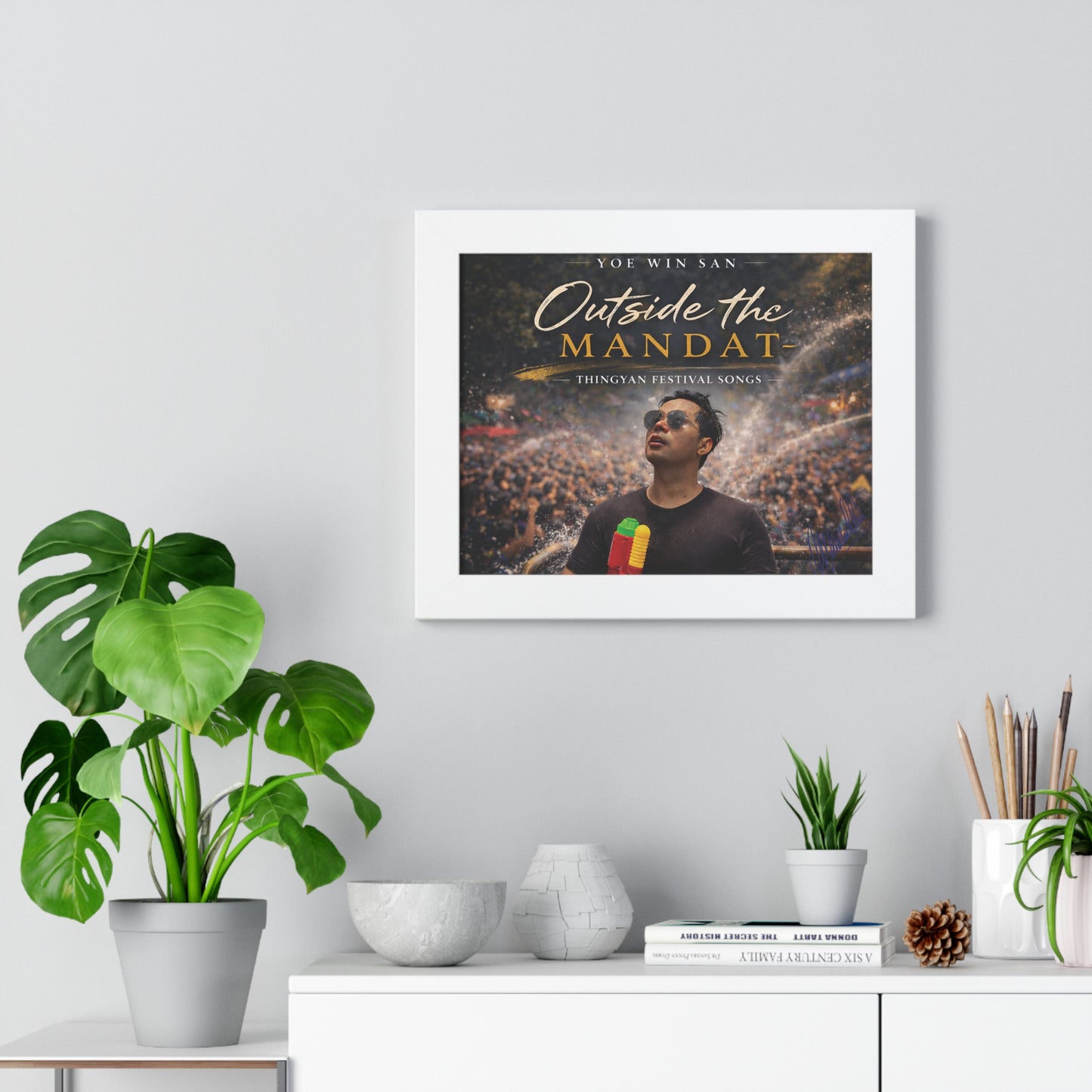 Framed Horizontal Poster — "Outside the Mandat" Thingyan Festival Song Print
