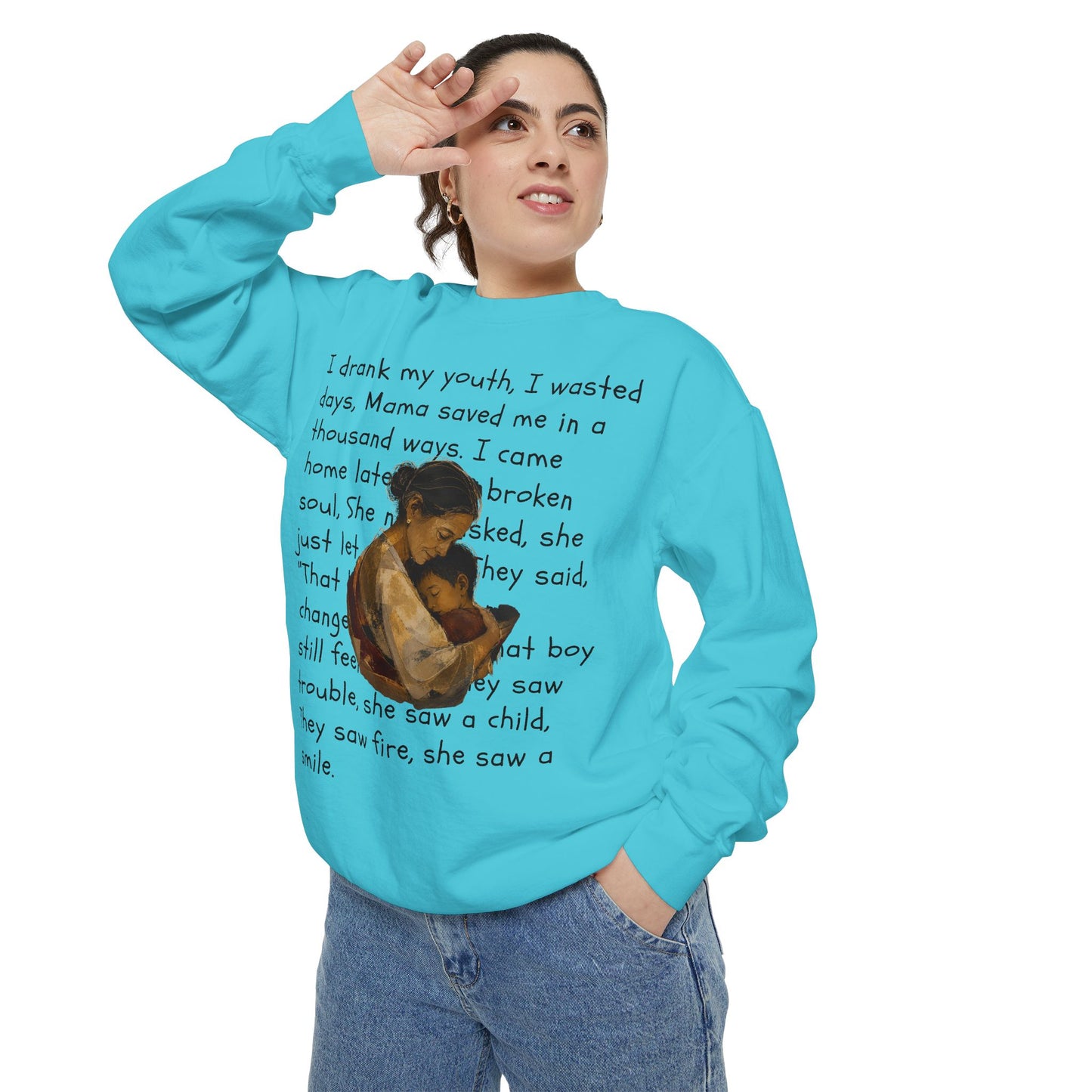 Sweatshirt — Mama Saved Me Graphic Sweatshirt with Mother & Child Lyrics