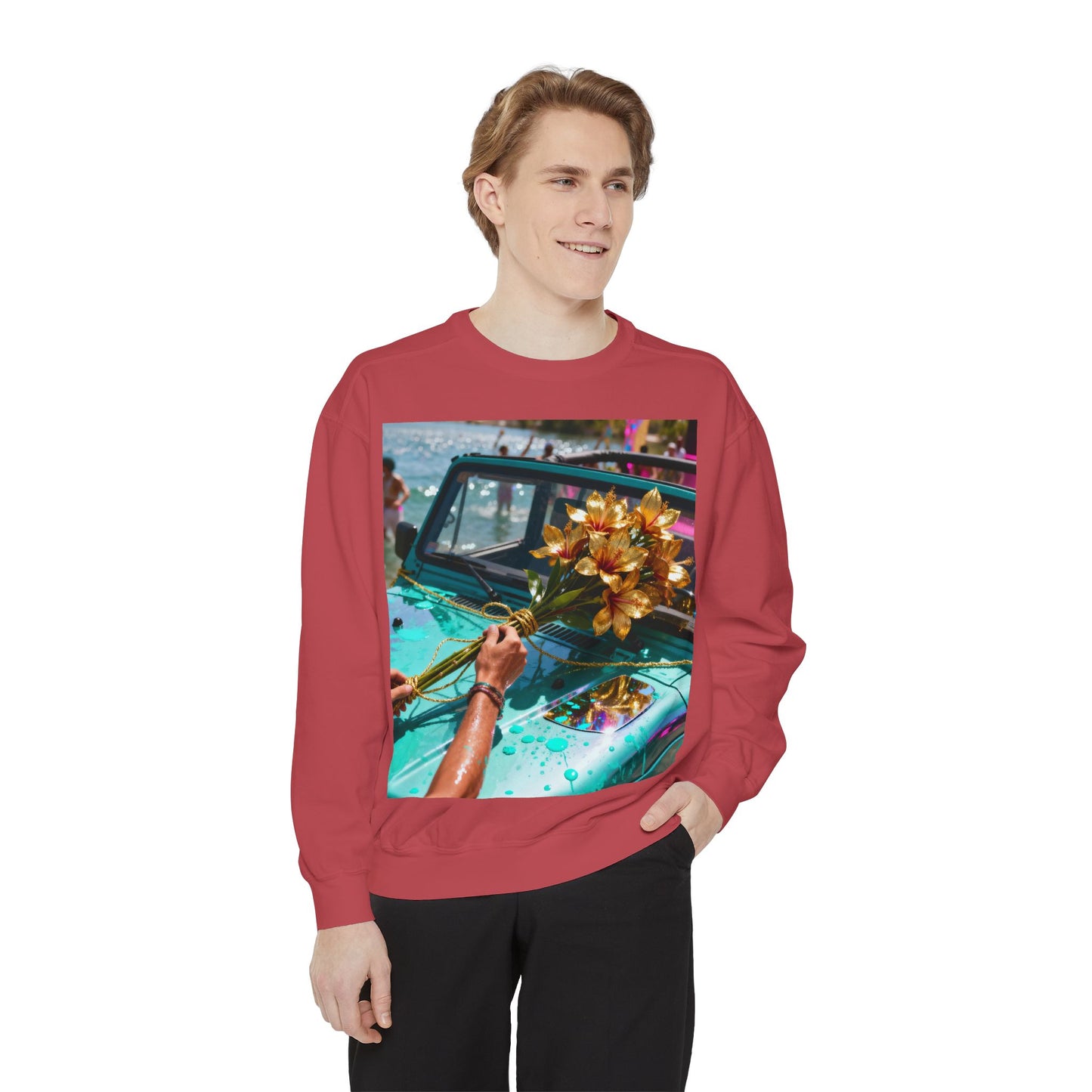 Sweatshirt — Tropical Parade Car Floral Photo Print