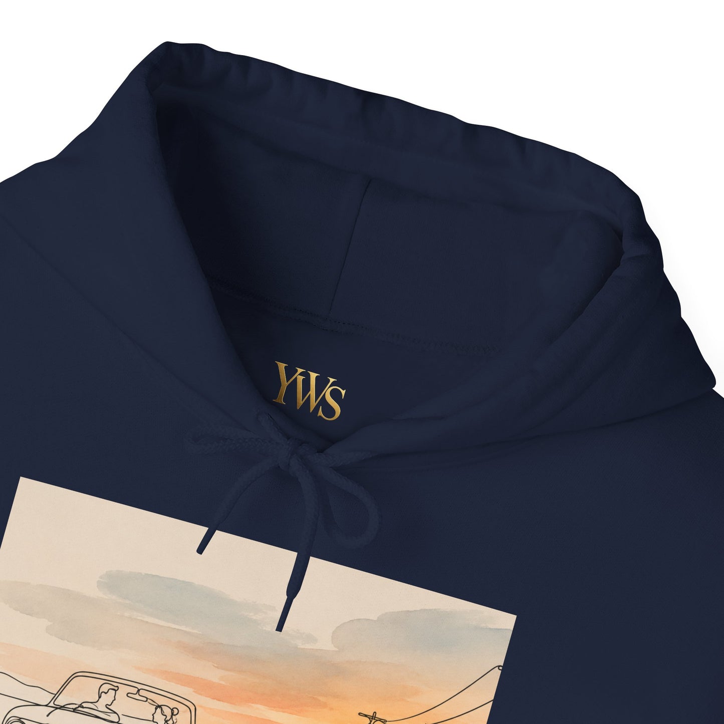 Sunset Drive Hoodie – Retro Car Road Trip Graphic Sweatshirt