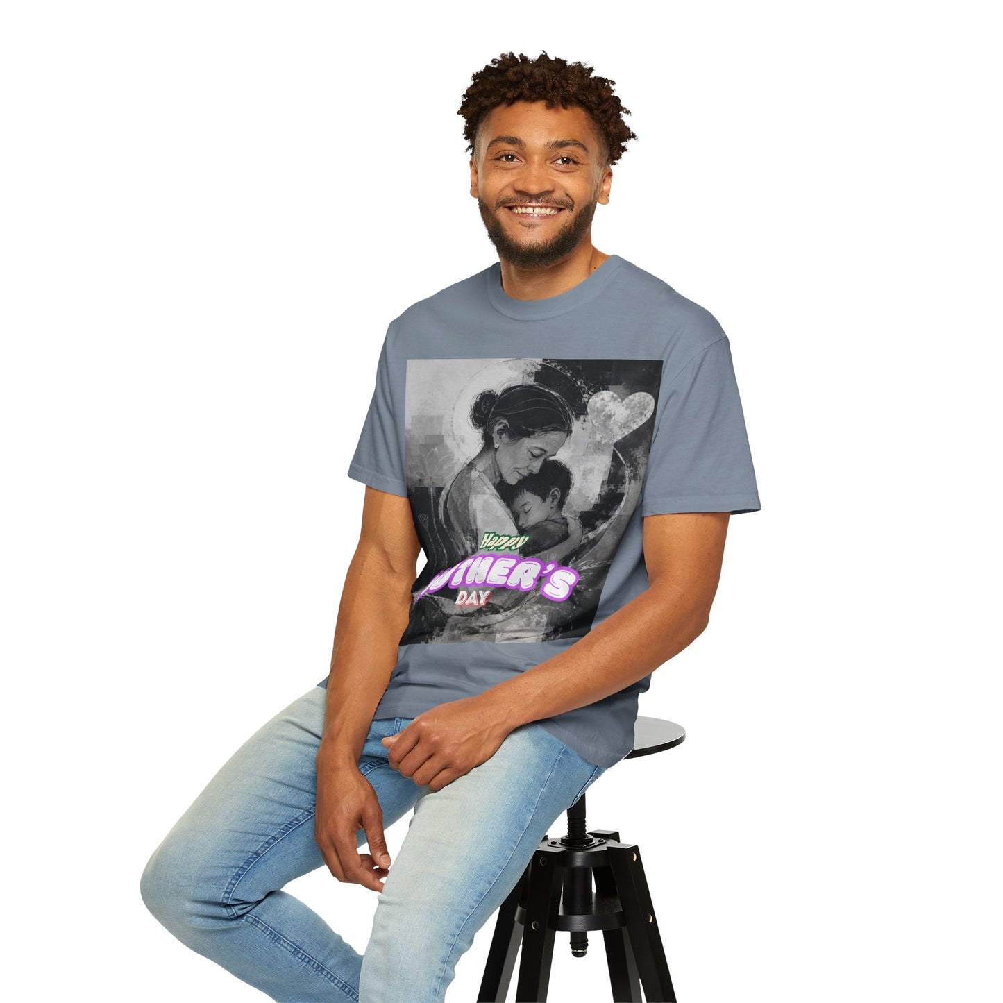 Mother's Day T-Shirt - Vintage Mother & Baby Portrait with "Happy Mother's Day"