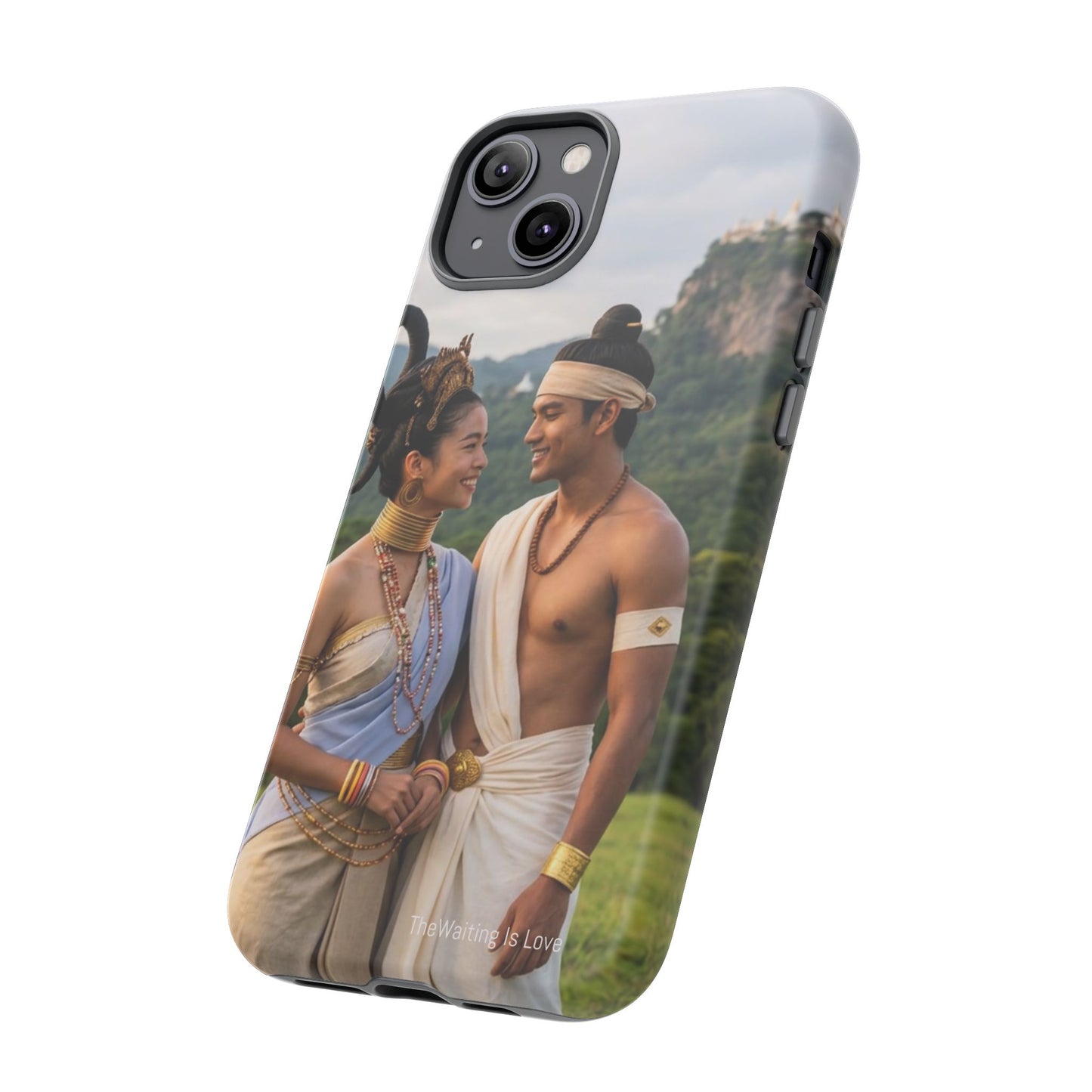 Phone Case — Romantic Couple Photo Print, Tropical Temple Landscape Protective Cover