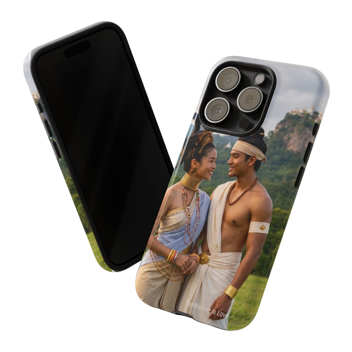 Phone Case — Romantic Couple Photo Print, Tropical Temple Landscape Protective Cover