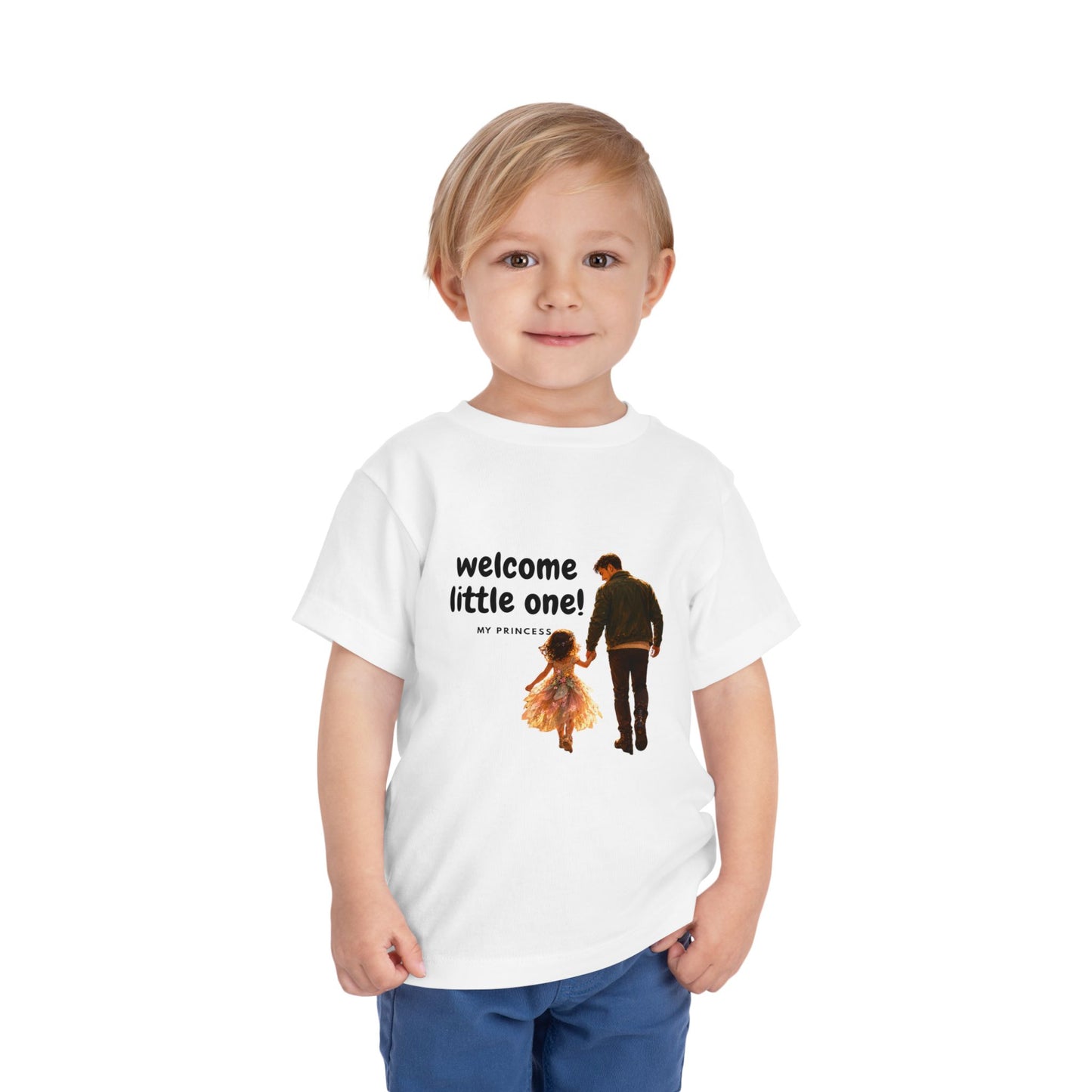 Toddler Tee — "Welcome Little One" Father & Daughter Walk Graphic