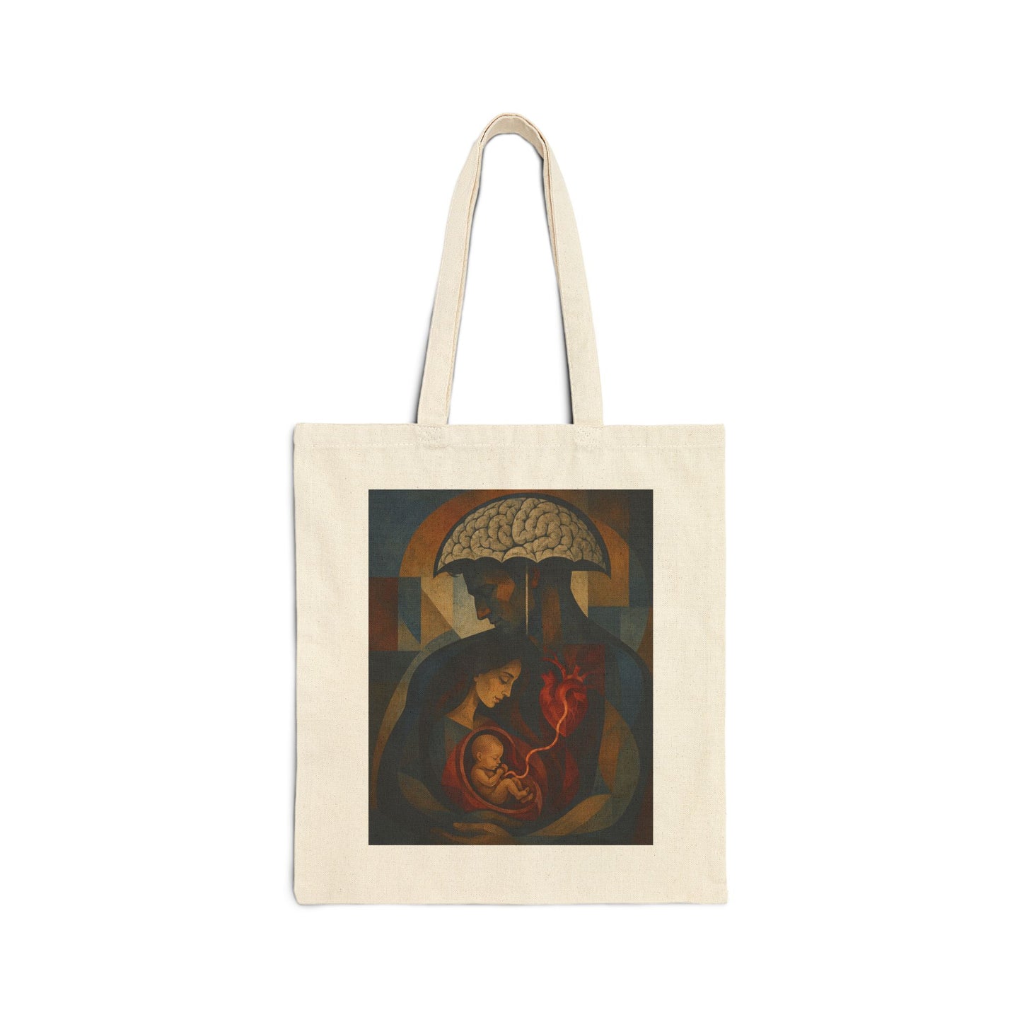 Father's Day Tote Bag – 'Happy Father's Day' Canvas Tote with Vintage Family & Brain Art