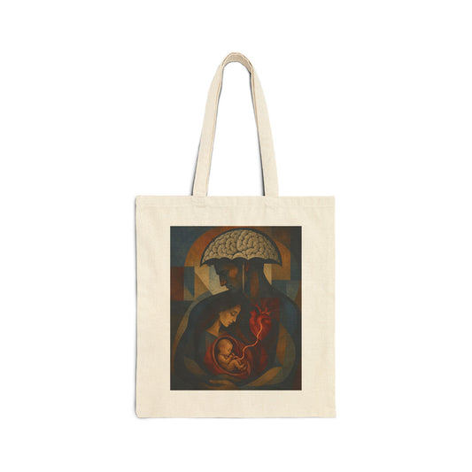 Father's Day Tote Bag – 'Happy Father's Day' Canvas Tote with Vintage Family & Brain Art