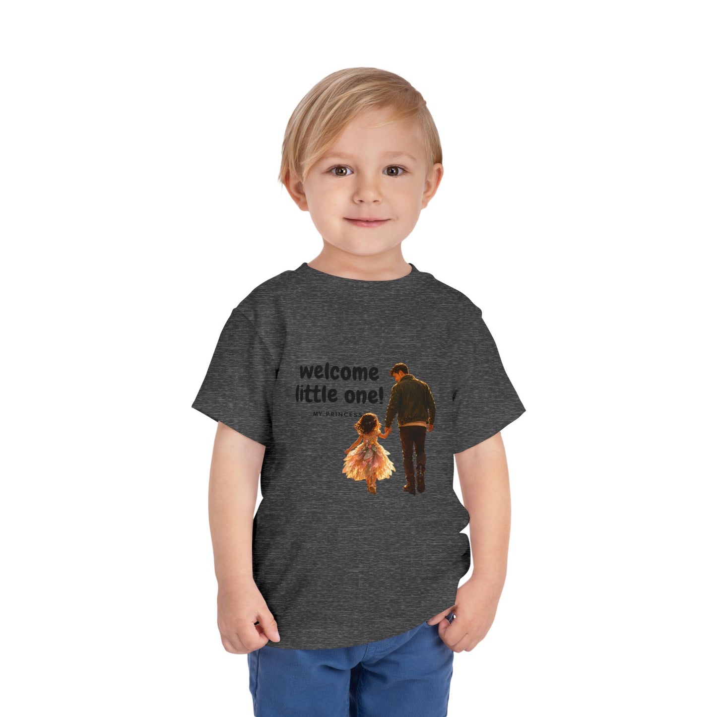 Toddler Tee — "Welcome Little One" Father & Daughter Walk Graphic