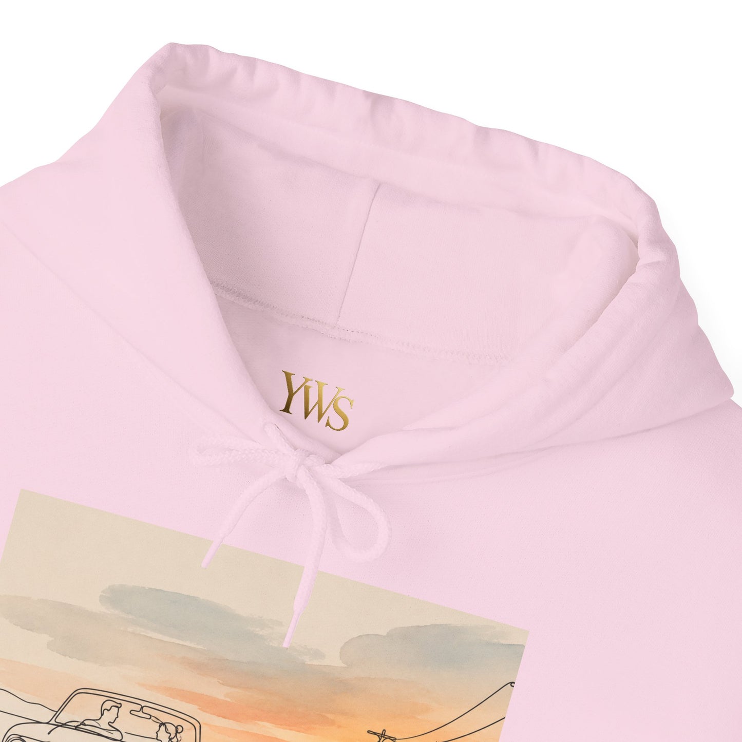 Sunset Drive Hoodie – Retro Car Road Trip Graphic Sweatshirt
