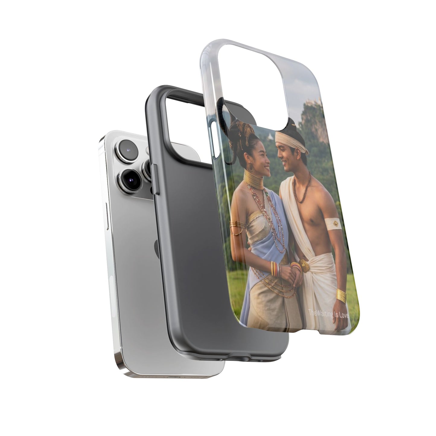 Phone Case — Romantic Couple Photo Print, Tropical Temple Landscape Protective Cover