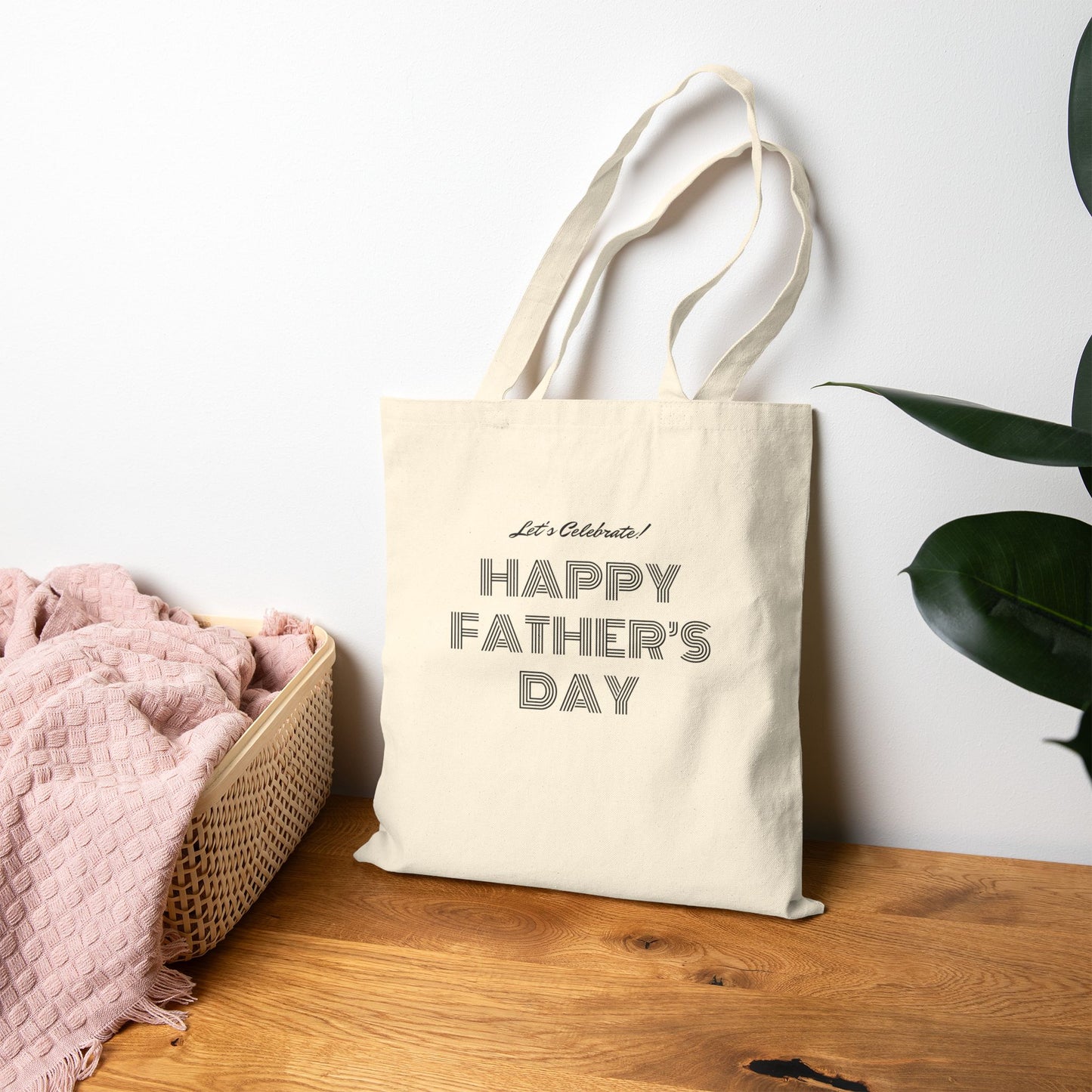 Father's Day Tote Bag – 'Happy Father's Day' Canvas Tote with Vintage Family & Brain Art