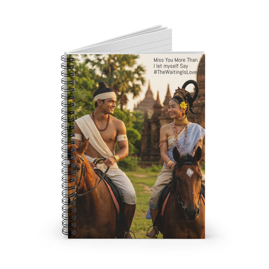 Romantic Pyu Era (Myanmar) Couple Photo Spiral Notebook — "Miss You More Than I Let Myself Say" Ruled Journal