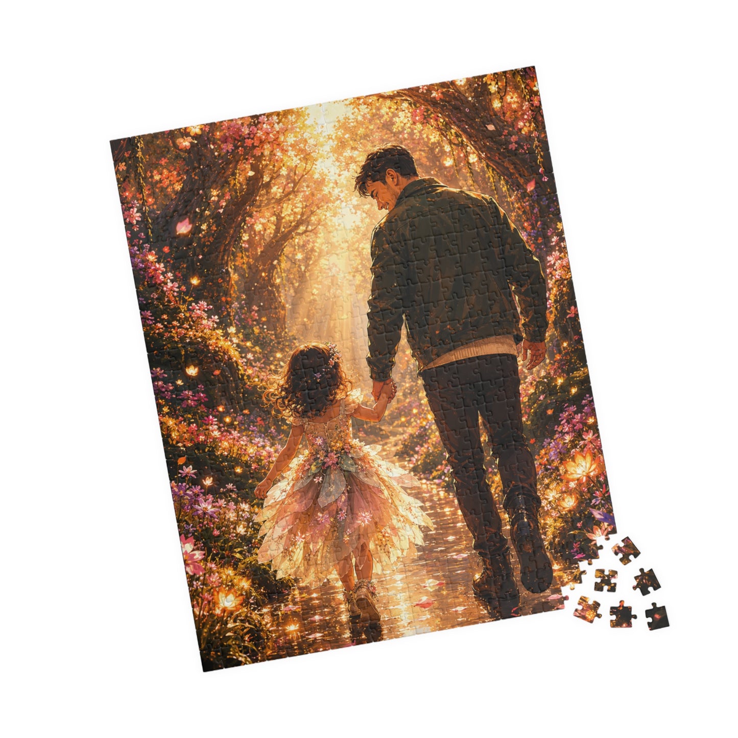 Father and Daughter Stroll Jigsaw Puzzle — Heartwarming Family Scene (110/252/520/1014 pcs)