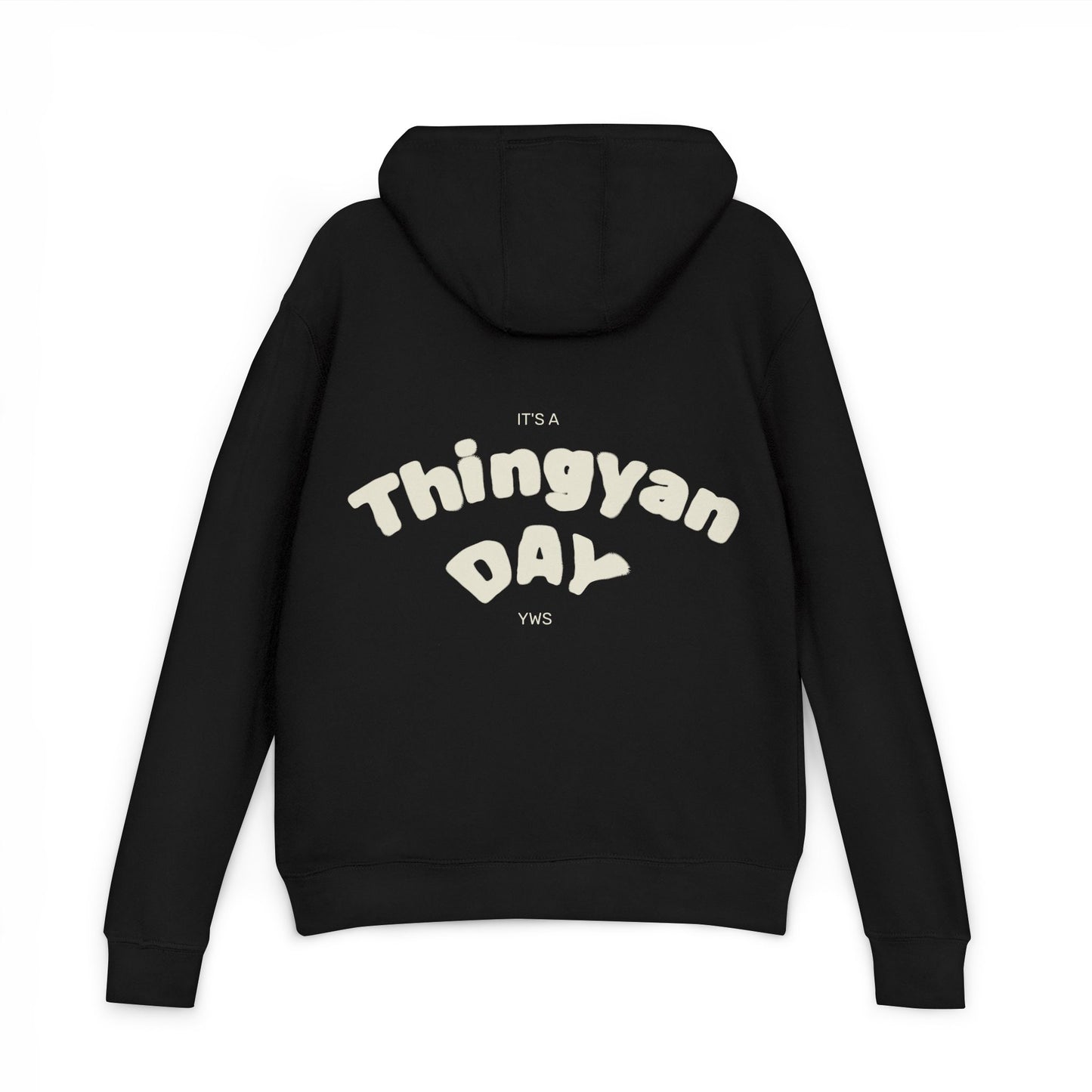 Black 'Tomorrow' Graphic Hoodie — Subtle Tonal Vintage Text Pullover