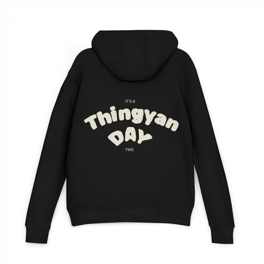 Black 'Tomorrow' Graphic Hoodie — Subtle Tonal Vintage Text Pullover